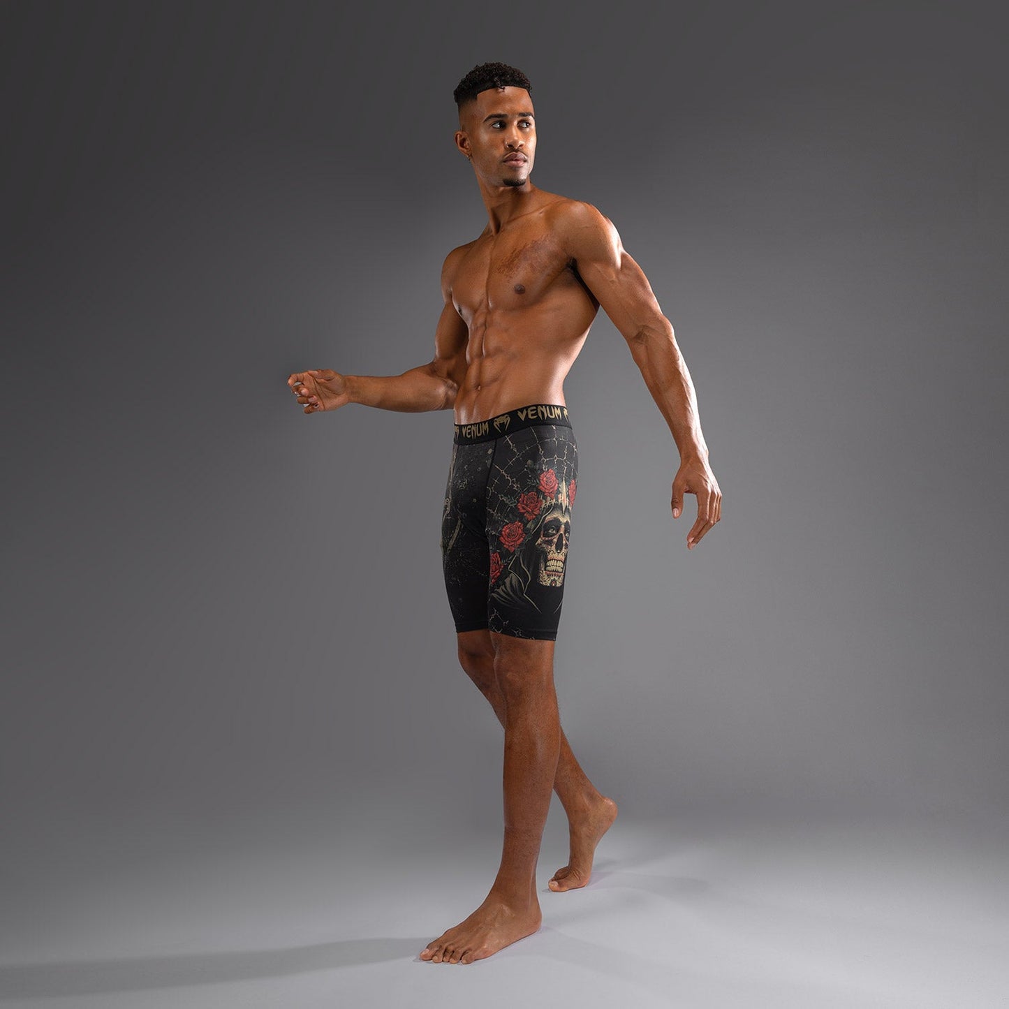 Venum Santa Muerte 5.0 Men’s Vale Tudo Shorts - Deep Black/Gold