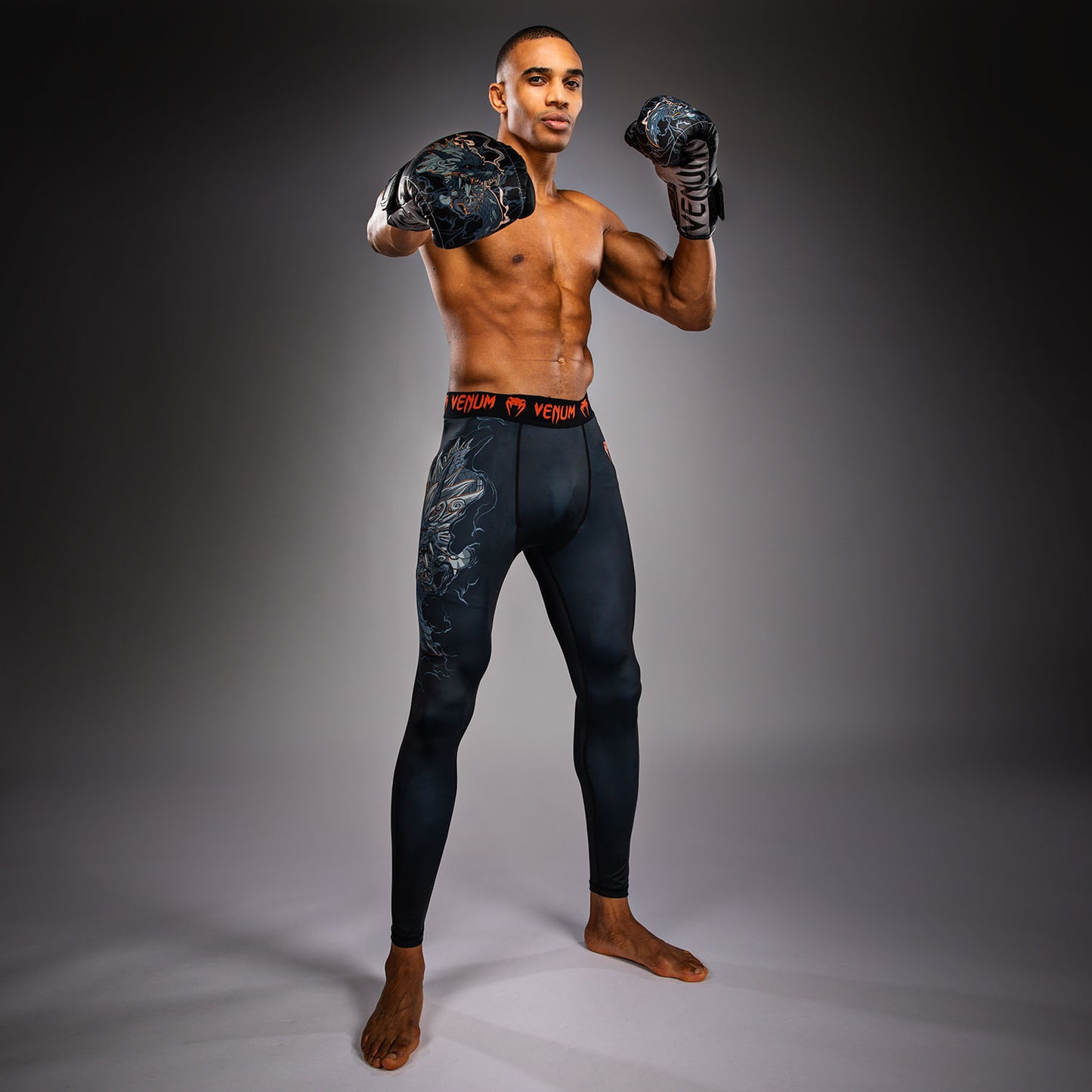 Venum Thunder Dragon Spats - Black/Grey/Copper  product-type_Compression Pants Venum
