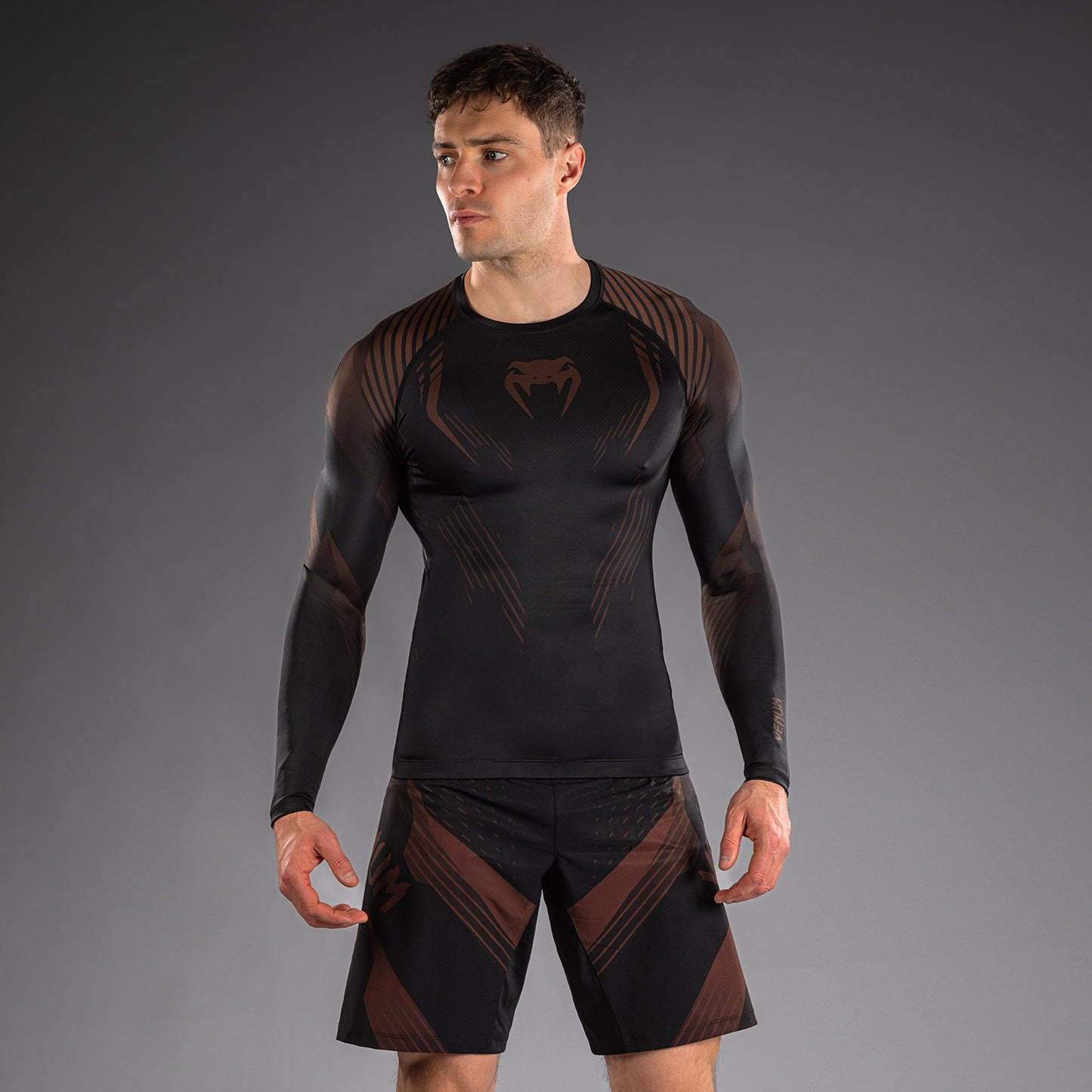 Venum No-Gi 6.0 Long Sleeve Rashguard - Black/Brown  product-type_Compression T-Shirts Venum
