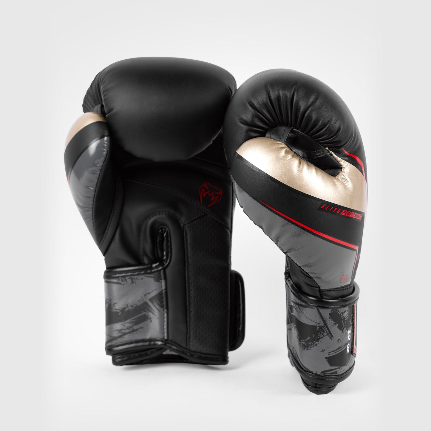 Venum Elite Evo Boxing Gloves - Black/Gold/Red