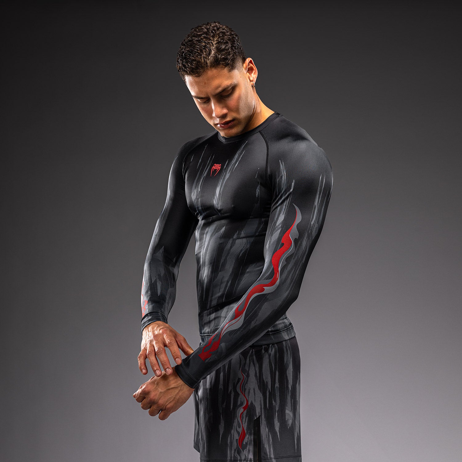 Venum Demon Long Sleeve Rashguard - Black/Grey  product-type_Compression T-Shirts Venum