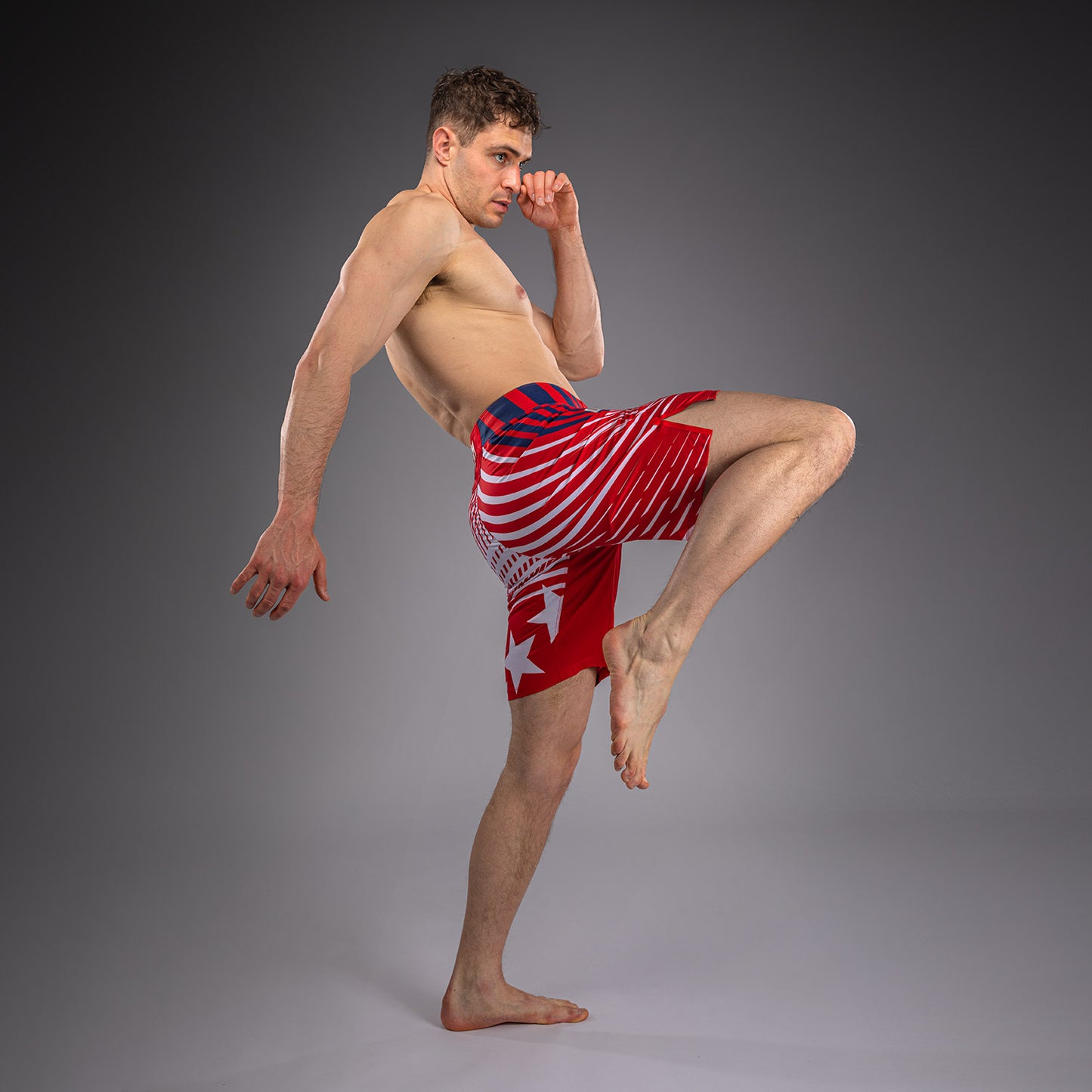 Men's Official UFC Freedom 250 by Venum Red Authentic Fight Night Long Fit Fight Short