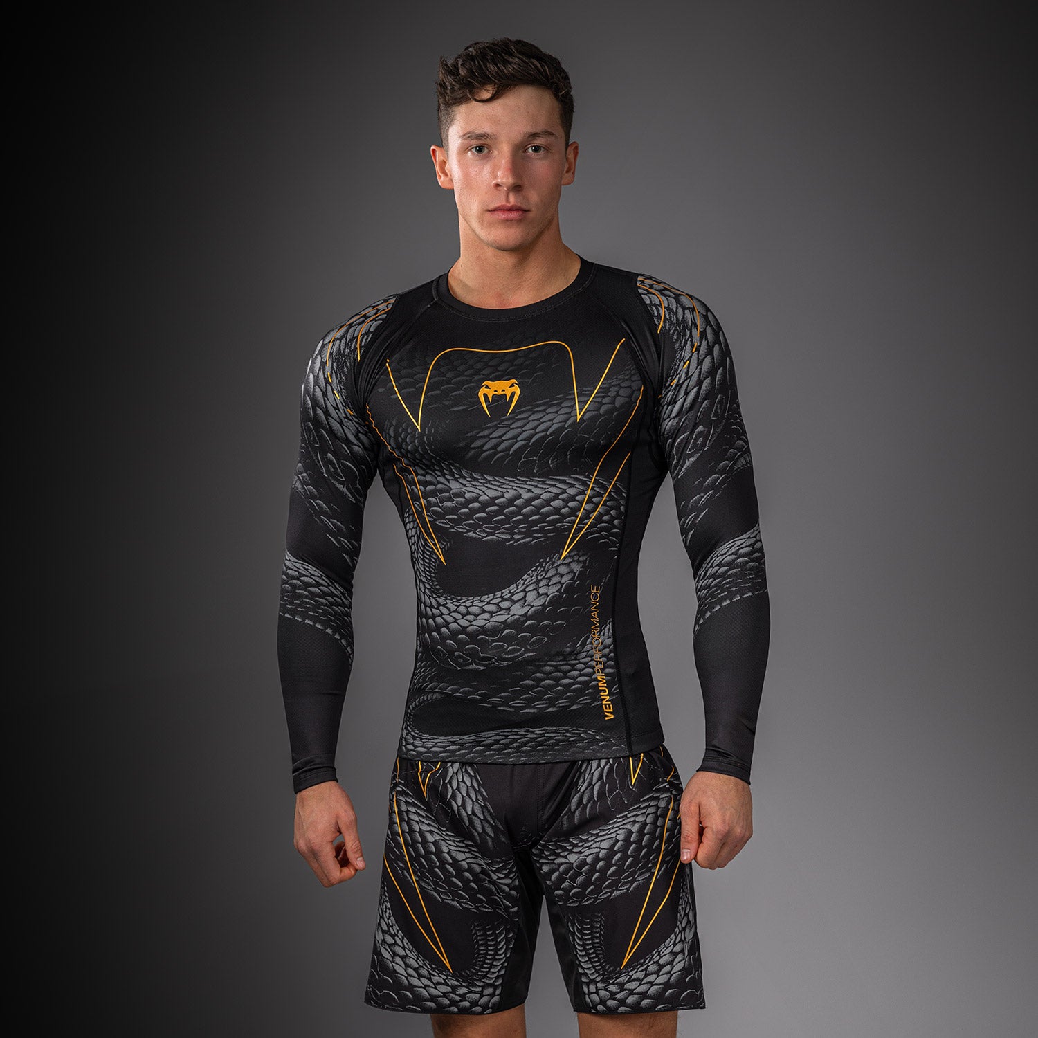 Venum Matupa Long Sleeve Rashguard - Black/Grey/Gold - Venum