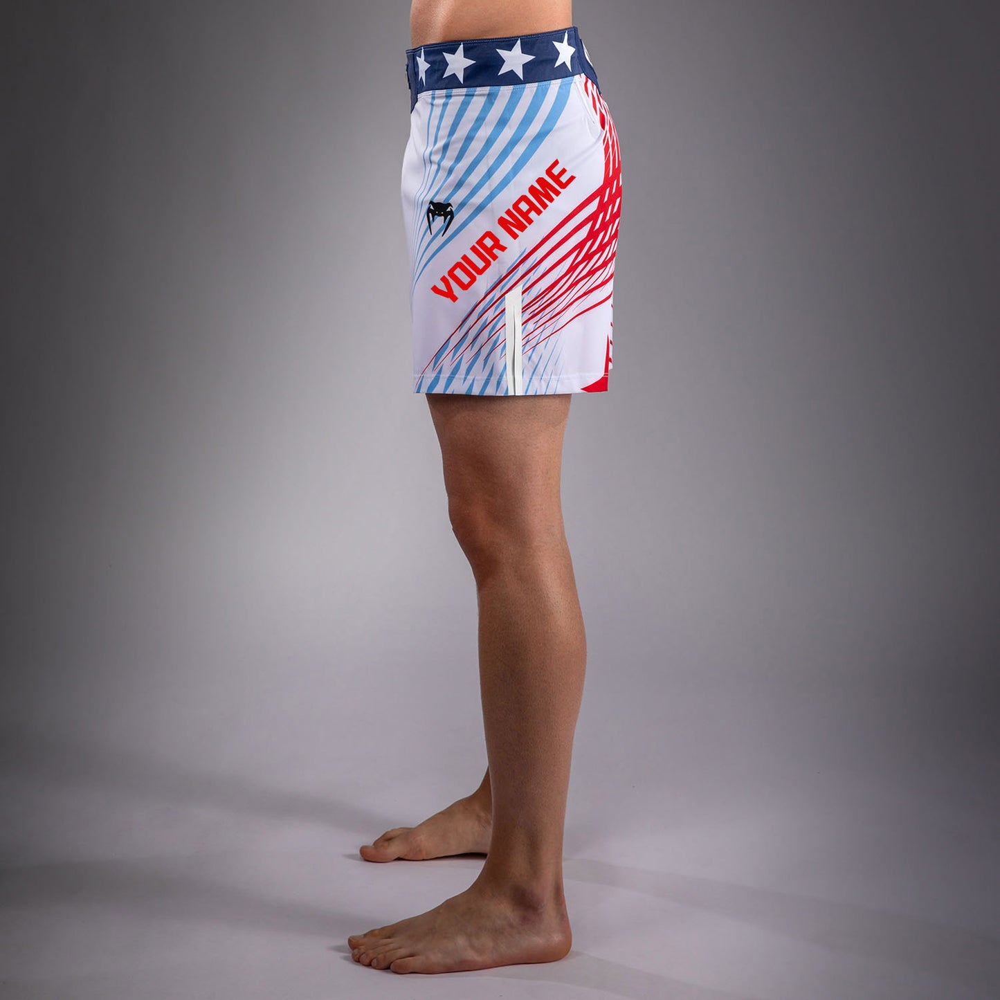 Men's Official UFC Freedom 250 by Venum White Personalized Authentic Fight Night Short Fit Fight Short