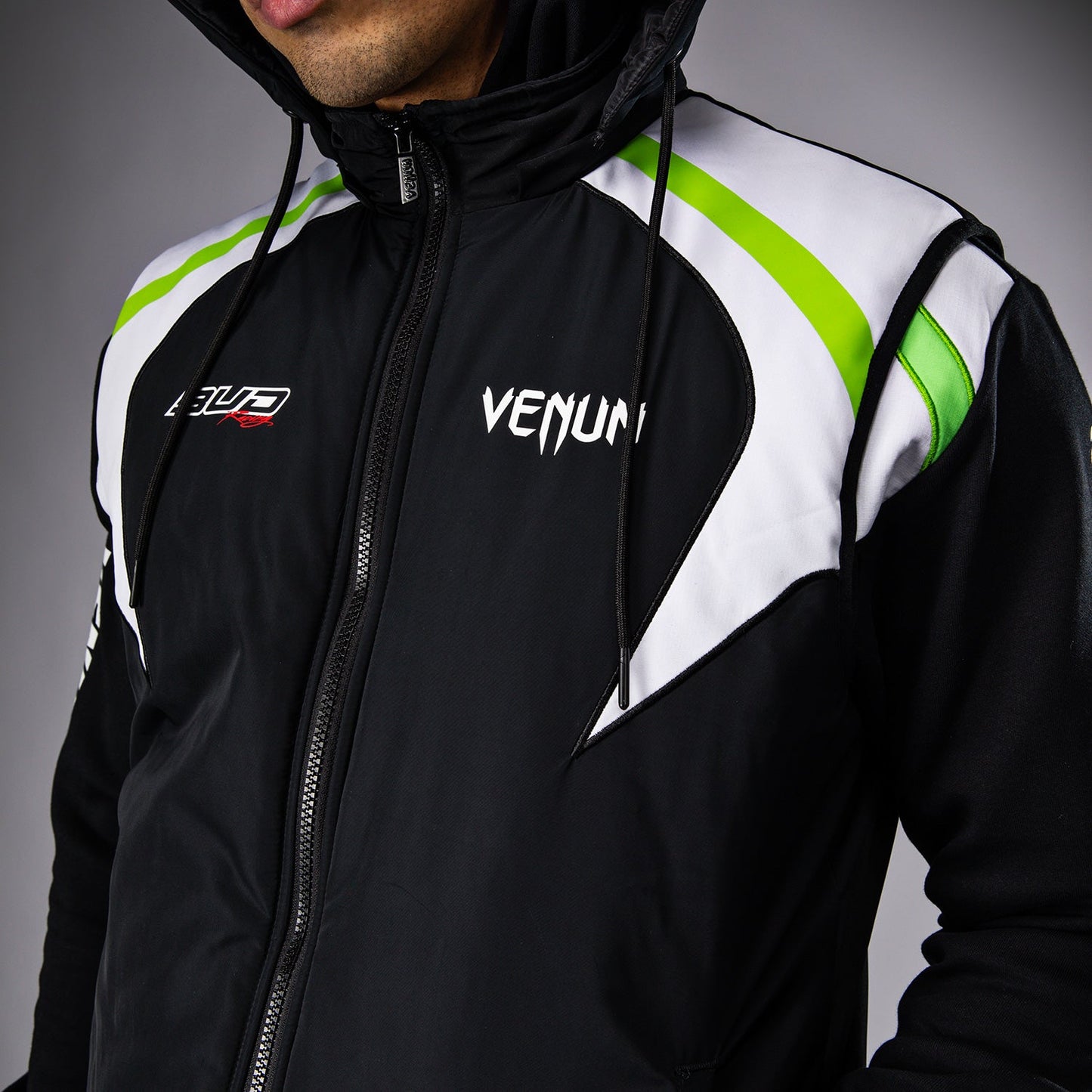 Venum x Bud Racing Down Jacket - Black/White/Lime Green