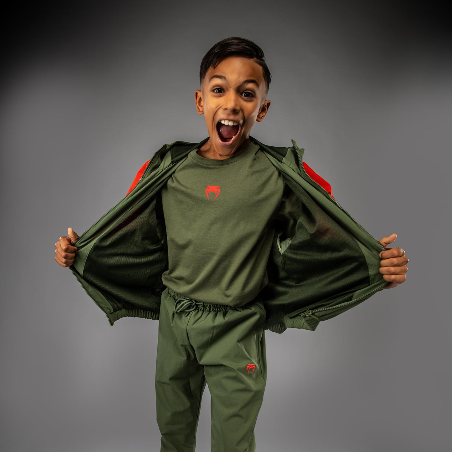 Venum Vectra Kids Track Jacket - Army Green/Orange