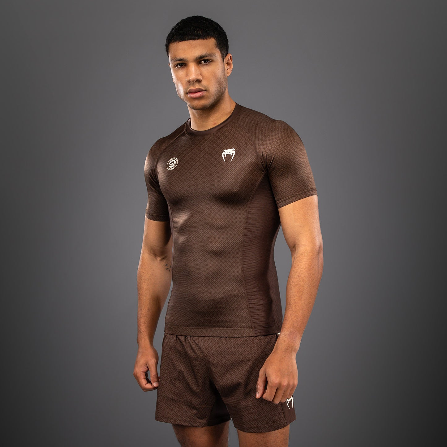 Venum x Roger Gracie Academy Short Sleeve Rashguard - Dark Brown