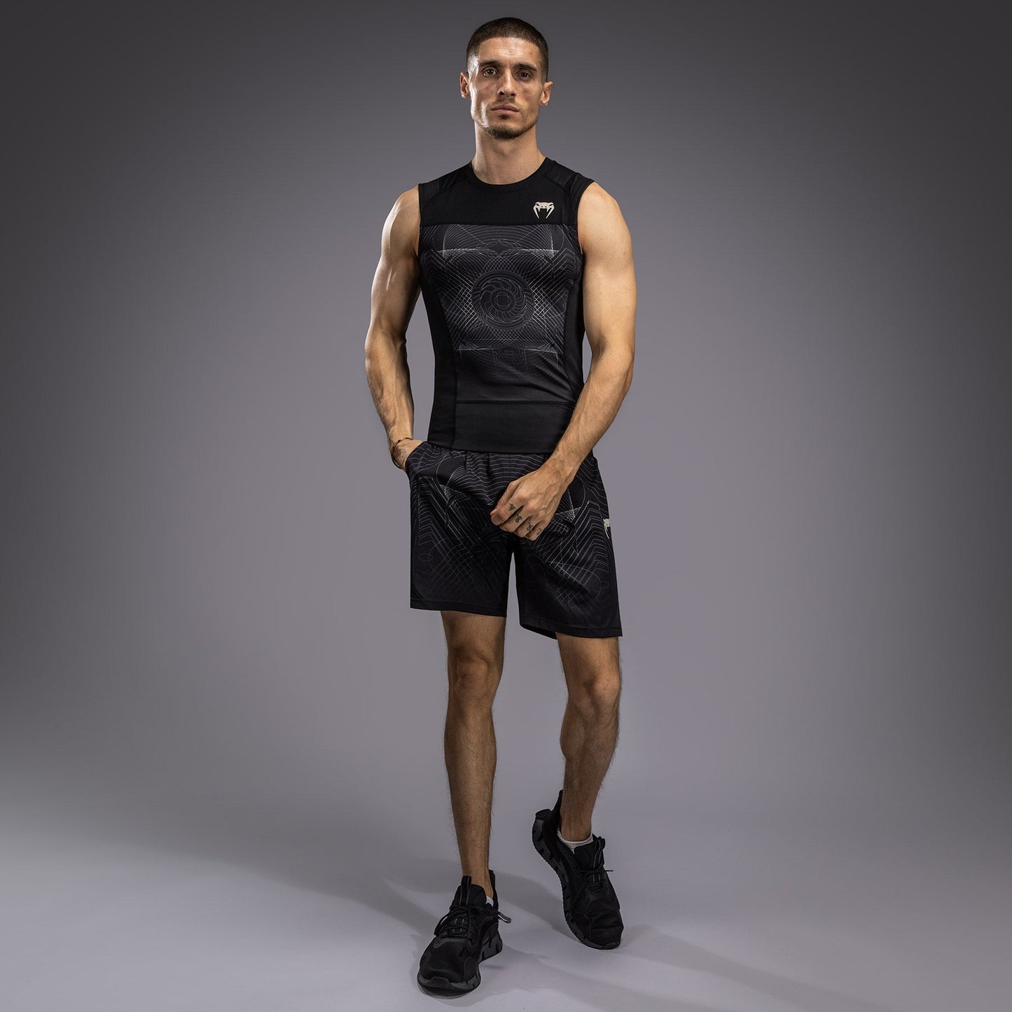 Venum G-Fit Air Men's Sleeveless Rashguard - Deep Black/Desert Sand