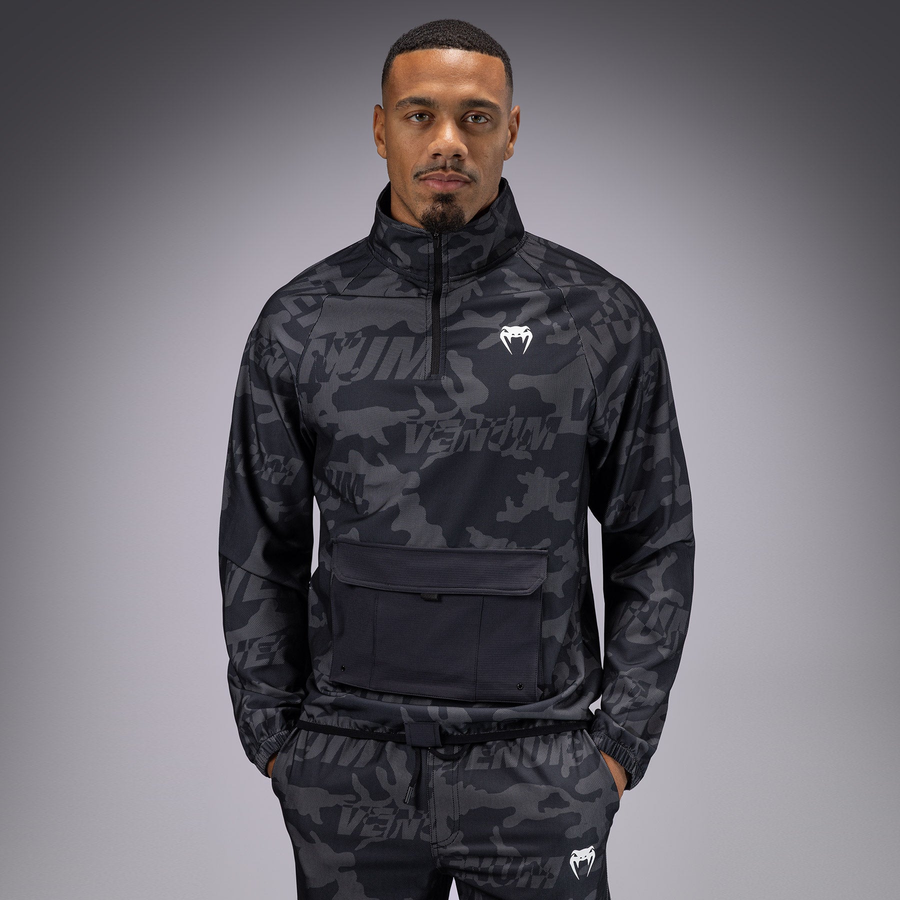 Venum Trooper Men's Half-Zip Jacket - Black/Dark Charcoal - Venum