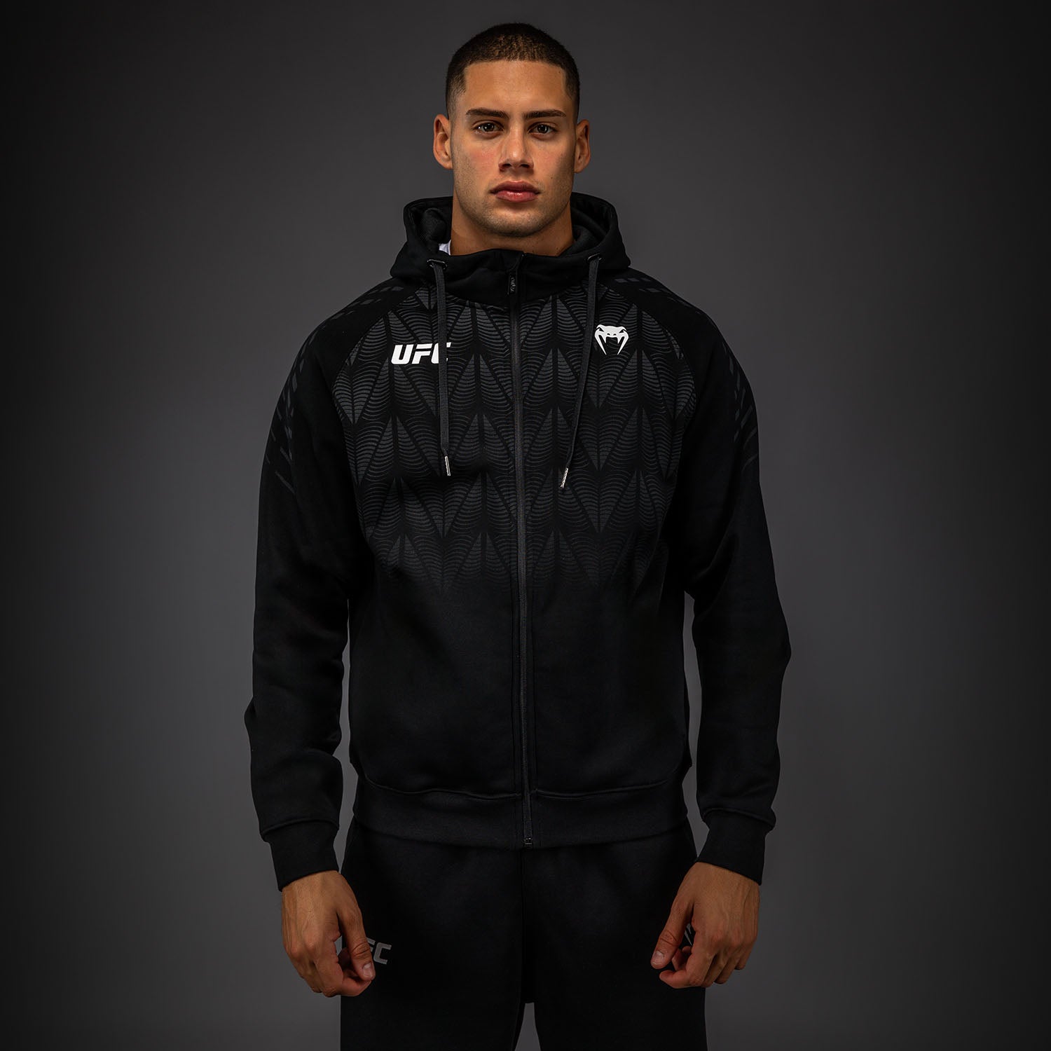Men's UFC Zenith by Venum Replica Black Zip Hoodie - Venum