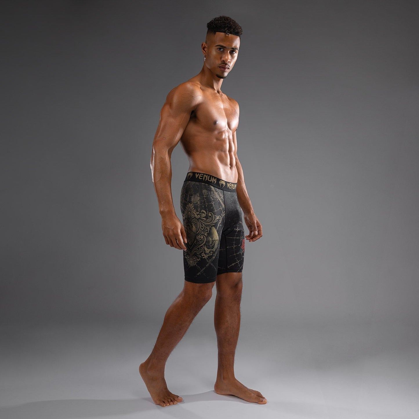 Venum Santa Muerte 5.0 Men’s Vale Tudo Shorts - Deep Black/Gold