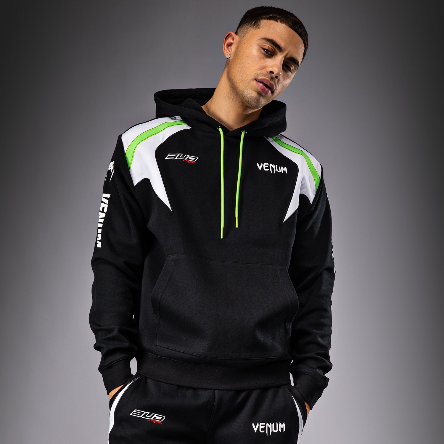 Venum x Bud Racing Men's Hoodie - Black/White/Lime Green - Venum