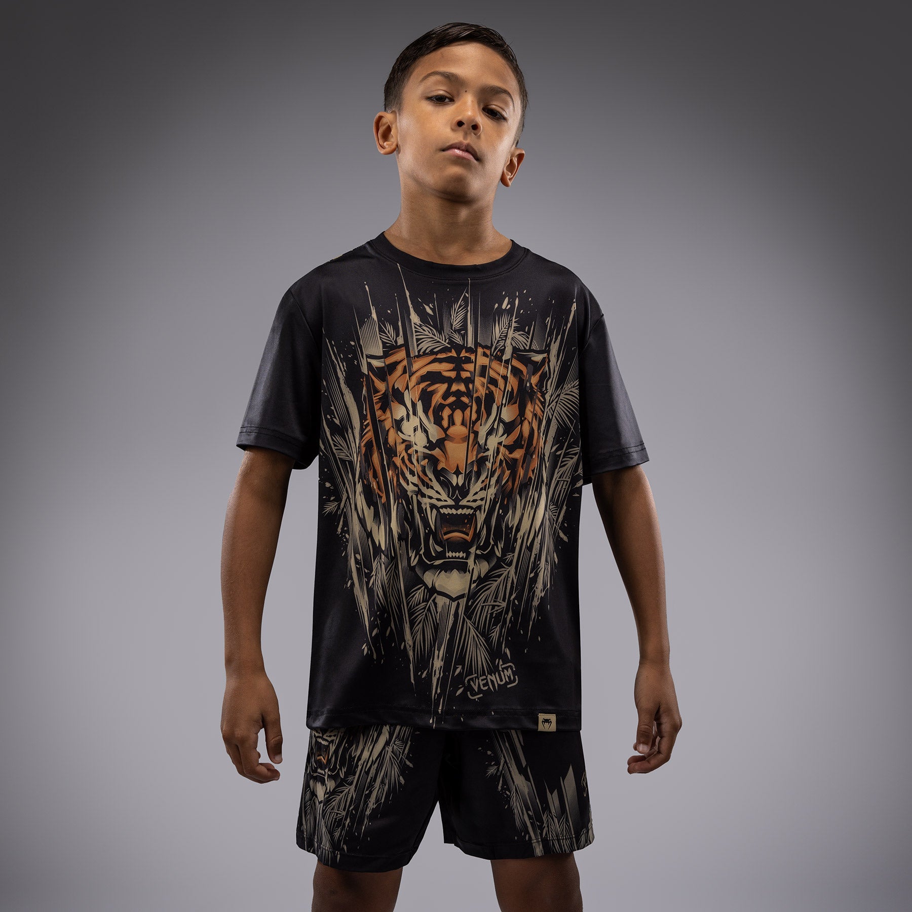 Venum Tiger Kids Dry Tech T-Shirt - Black/Neon Orange - Venum