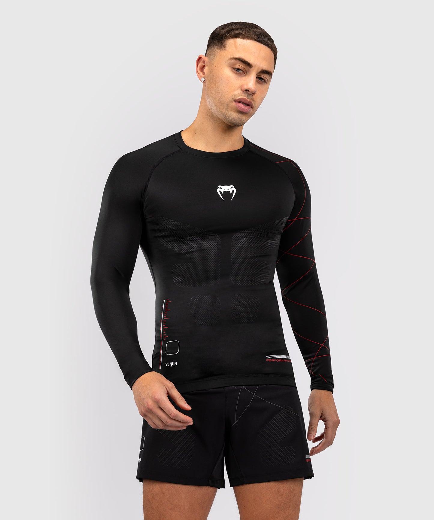 Venum Tactical XT Men's Long Sleeve Rashguard - Black/Fire Red