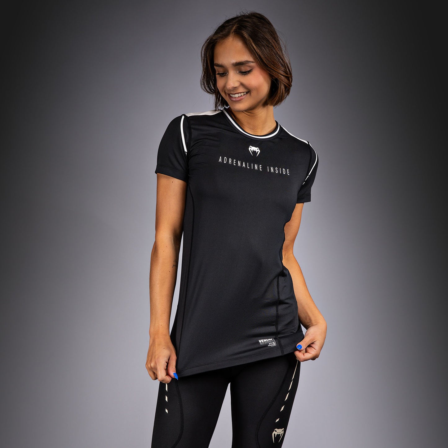 Venum Adrenaline Women's Dry-Tech T-Shirt - Black/ Ivory  product-type_Dry Tech T-Shirts Venum