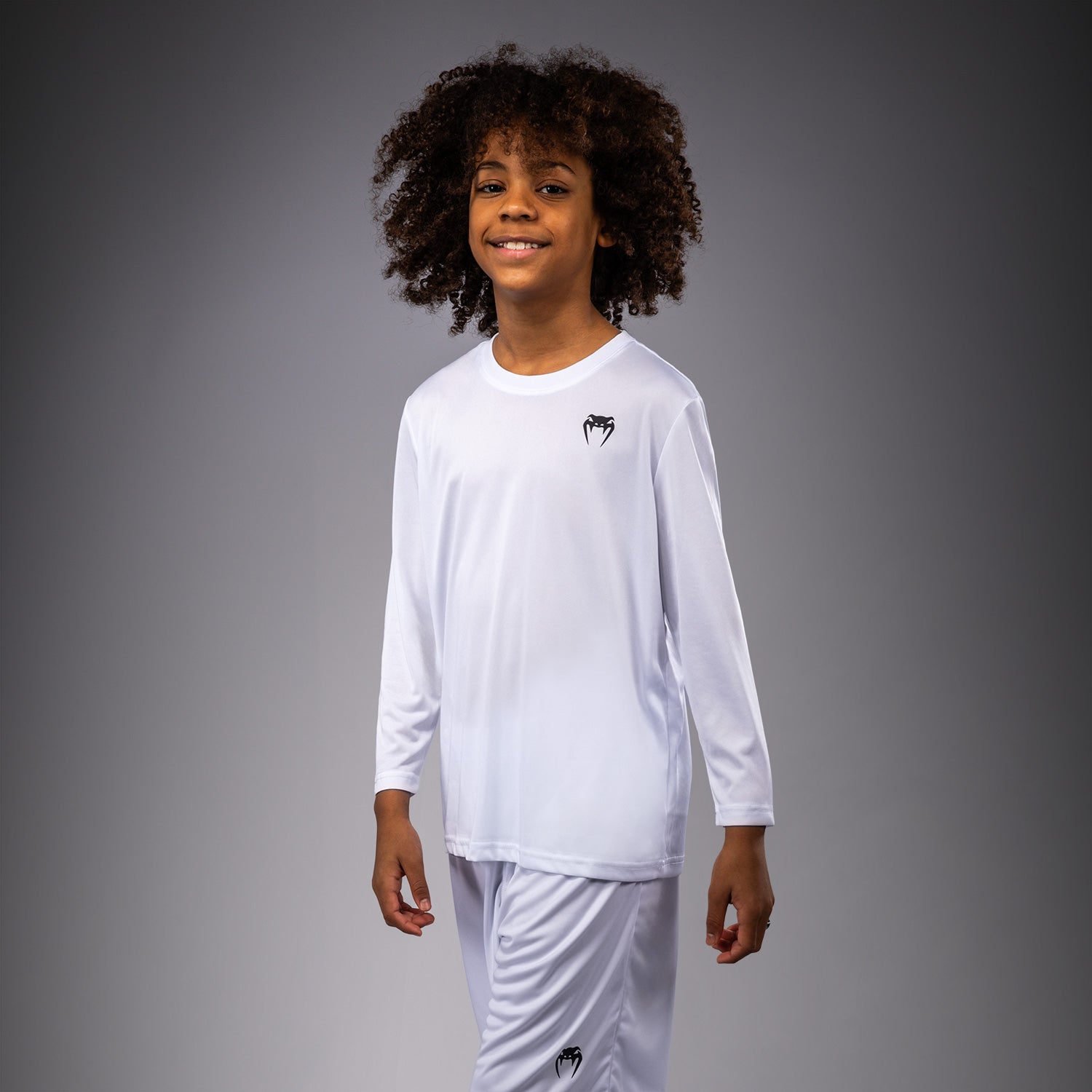 Venum Lineup Youth Performance Long Sleeve T-Shirt - White/Black  product-type_Dry Tech T-Shirts Venum