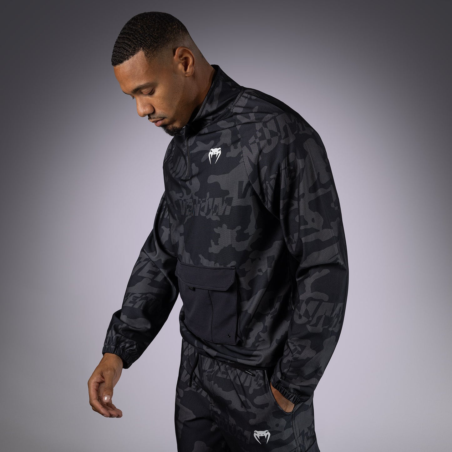 Venum Trooper Men's Half-Zip Jacket - Black/Dark Charcoal