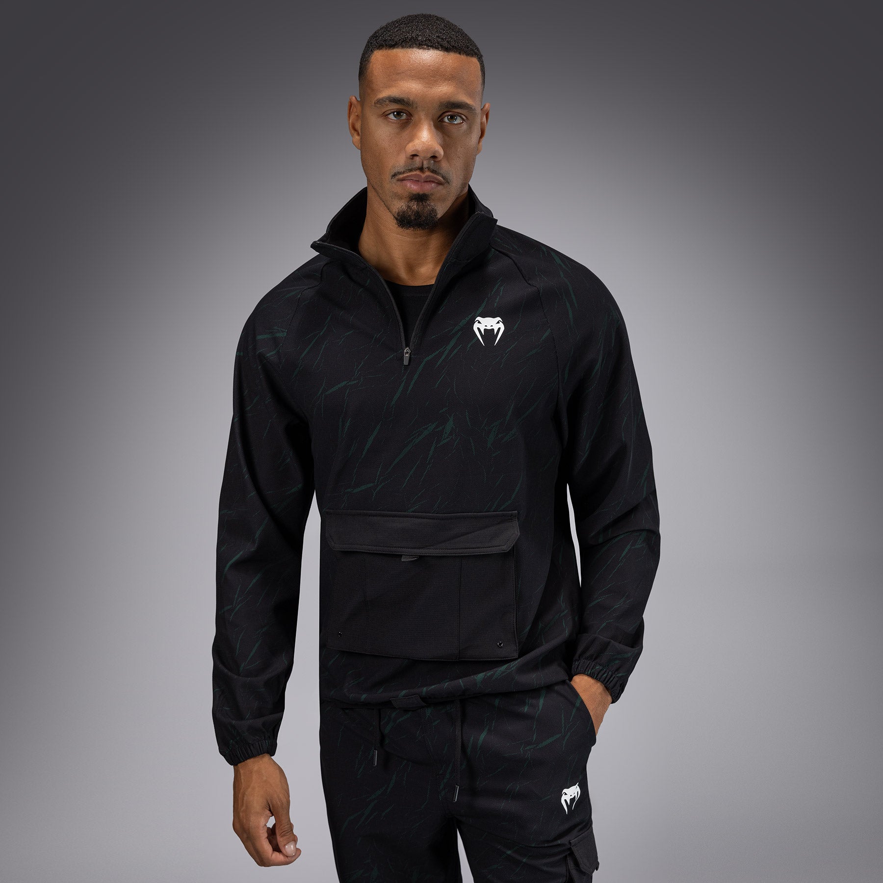 Venum Trooper Men's Half-Zip Jacket - Black/Forest Green - Venum