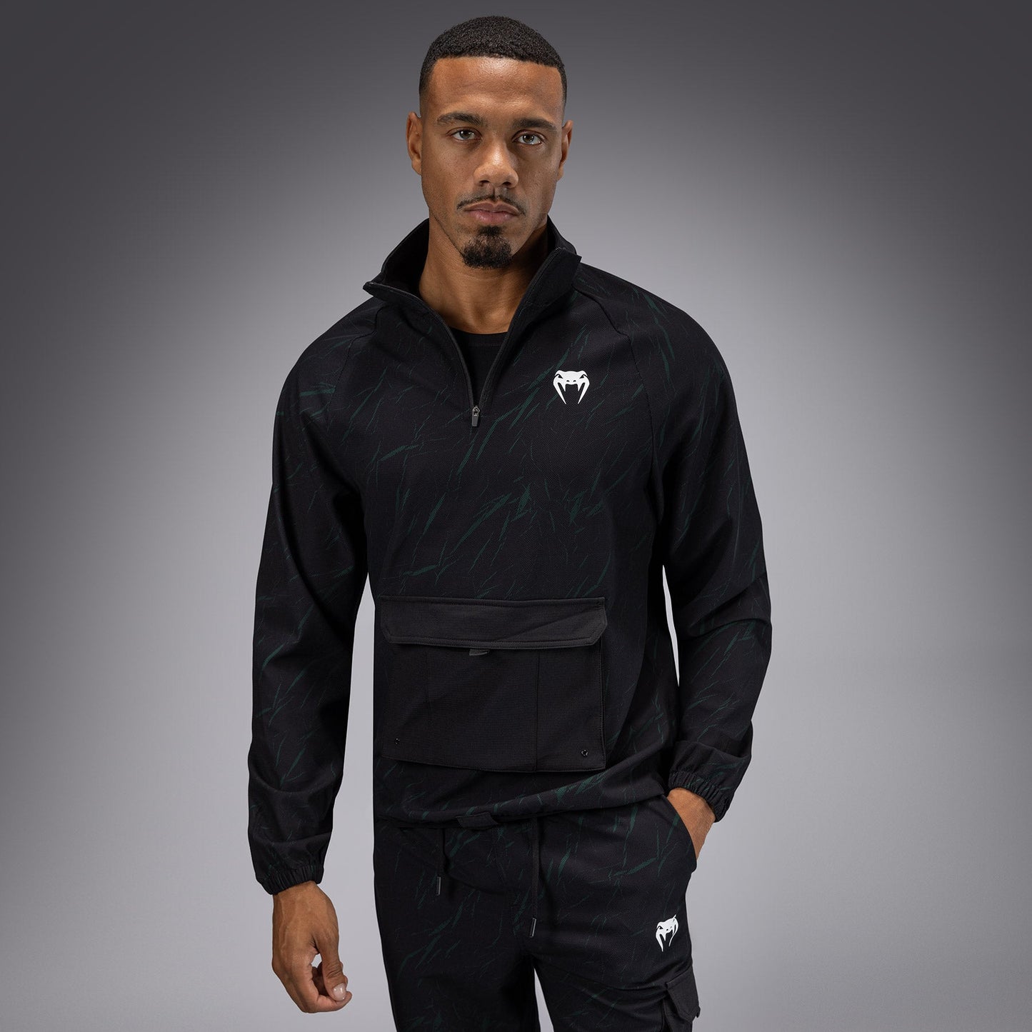 Venum Trooper Men's Half-Zip Jacket - Black/Forest Green