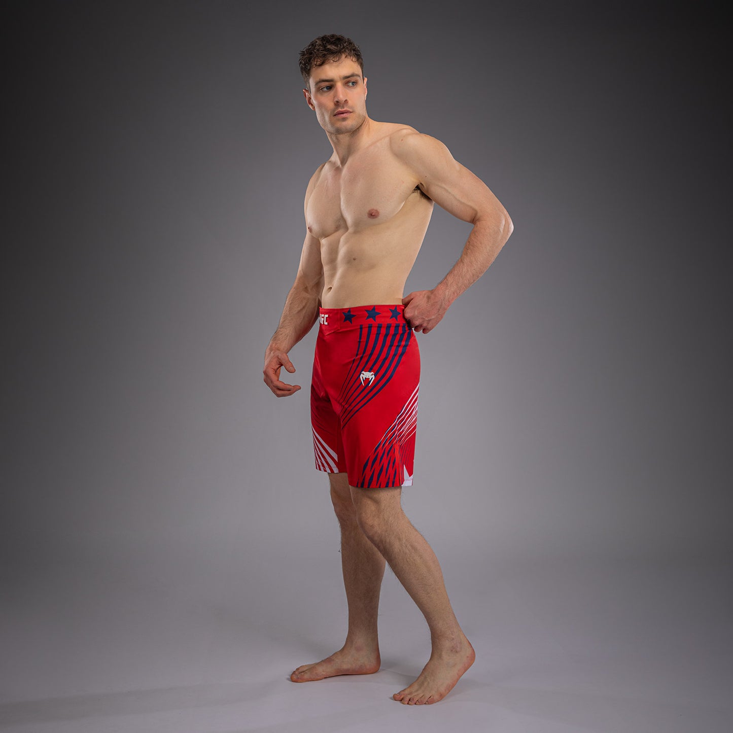 Men's Official UFC Freedom 250 by Venum Red Authentic Fight Night Long Fit Fight Short