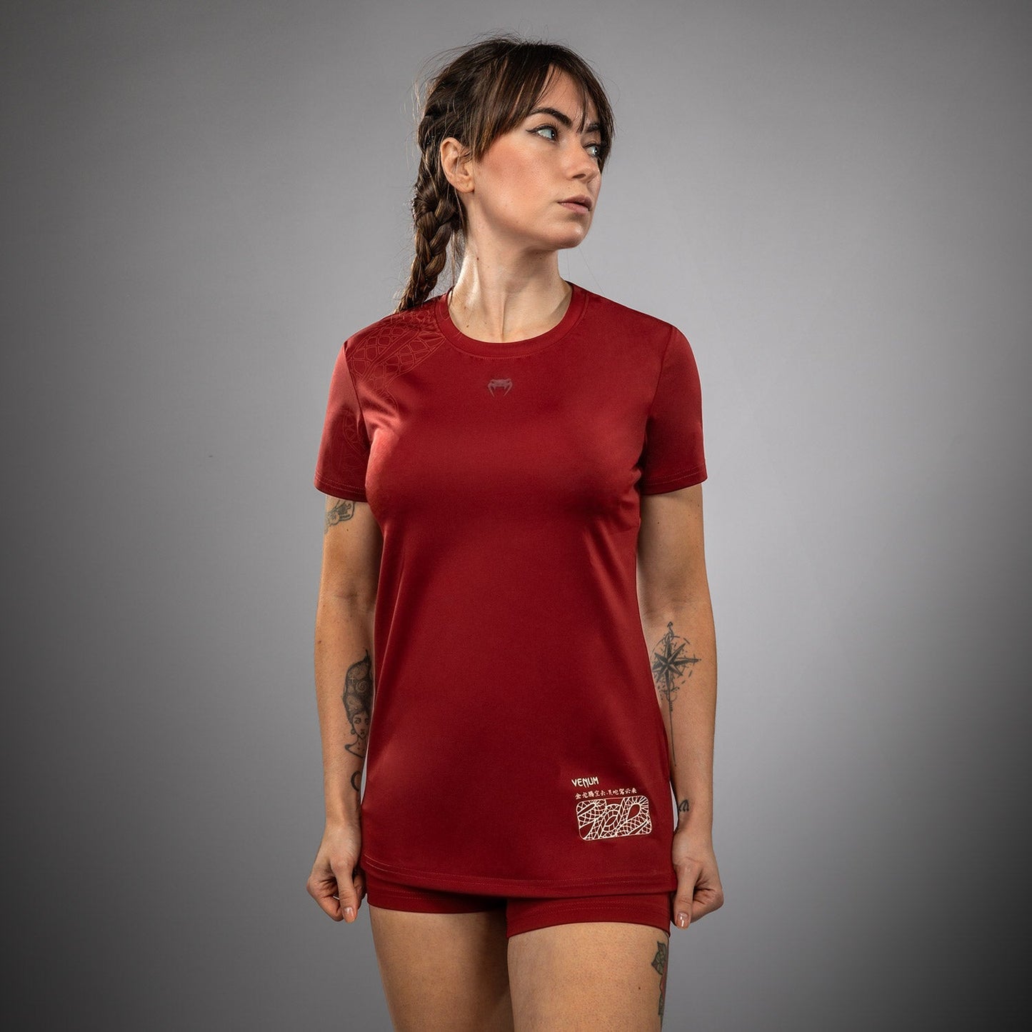 Venum Serpenti Women’s Dry-Tech T-Shirt - Burgundy/Ivory
