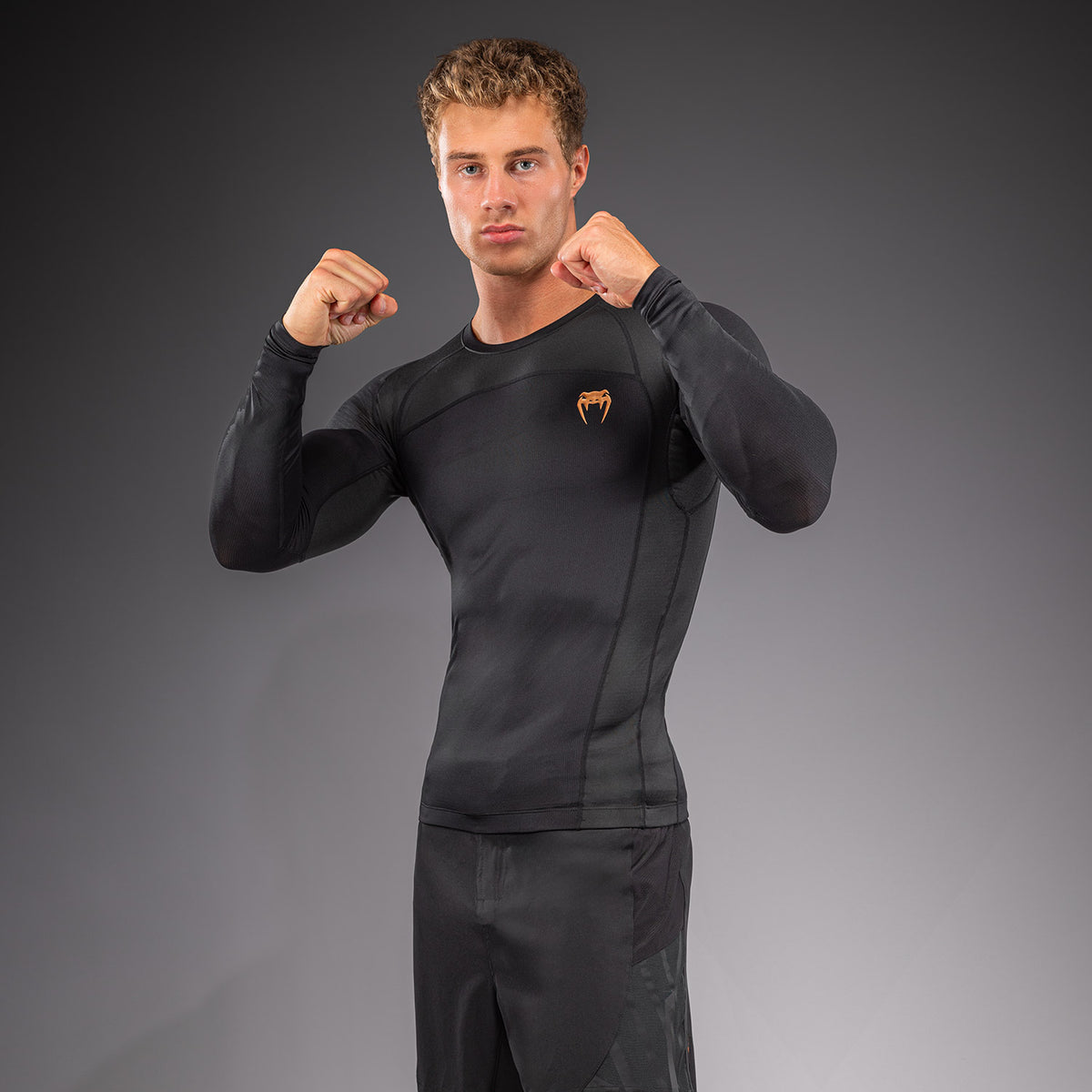 Venum G-Fit Revolution Long Sleeve Rashguard - Black/Copper  product-type_Compression T-Shirts Venum