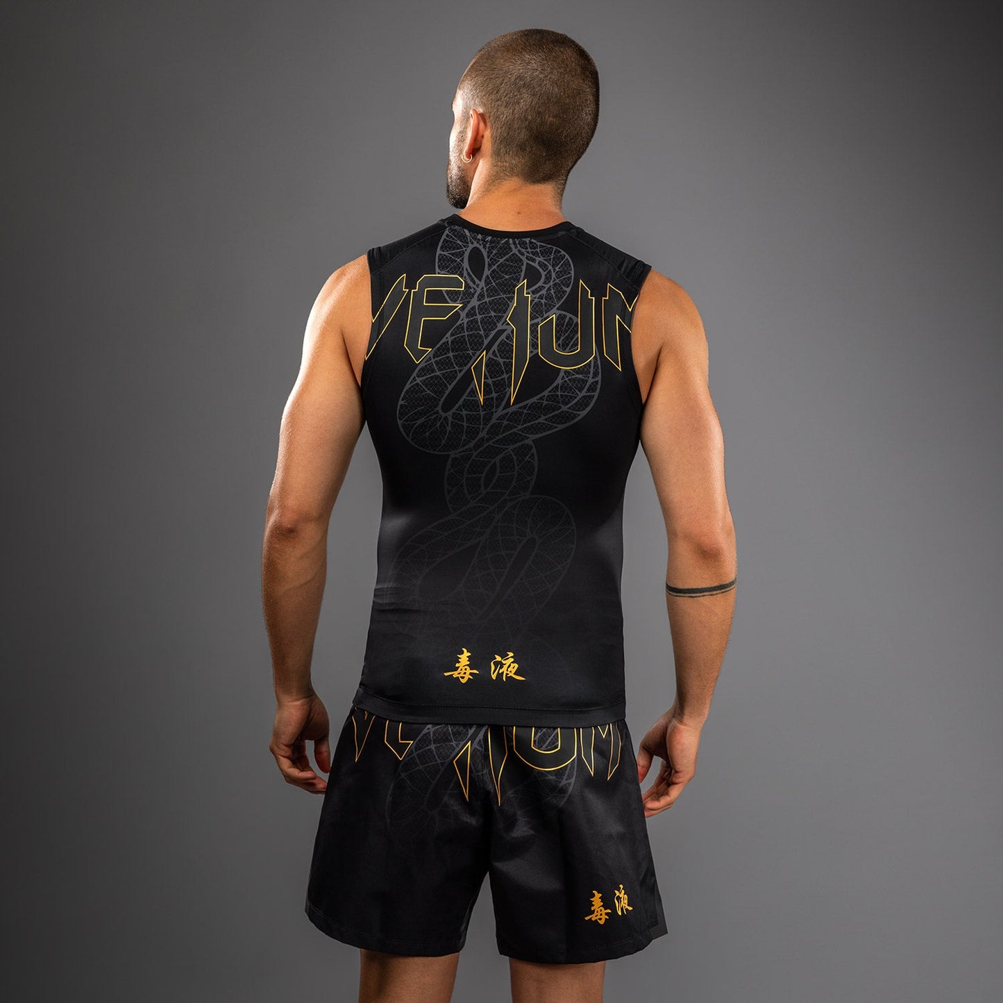 Venum Serpenti Sleeveless Rashguard - Black/Silver/Gold