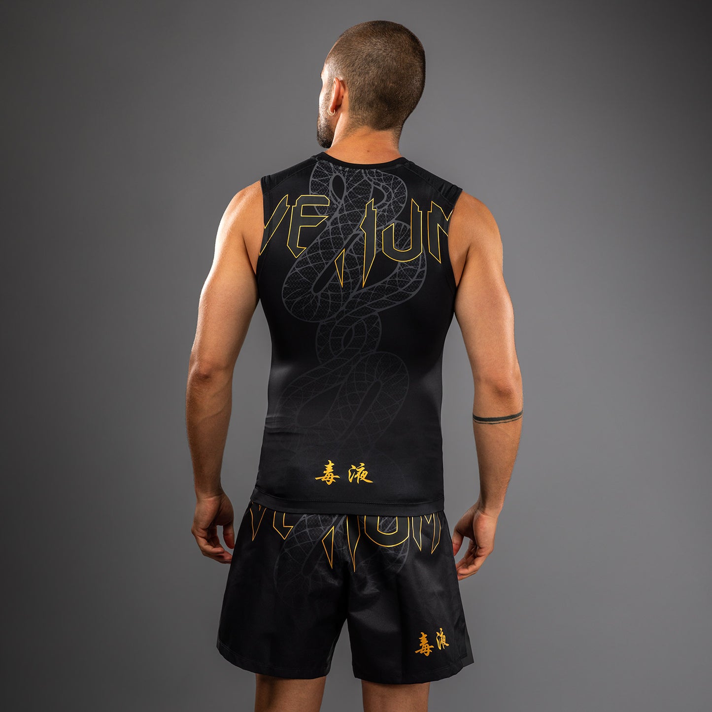 Venum Serpenti Sleeveless Rashguard - Black/Silver/Gold