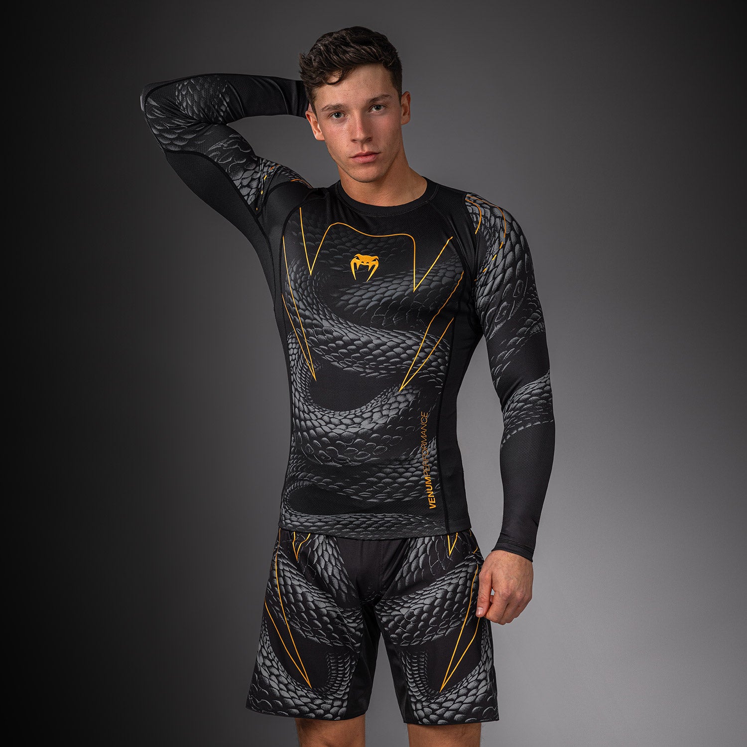 Venum Matupa Long Sleeve Rashguard - Black/Grey/Gold - Venum