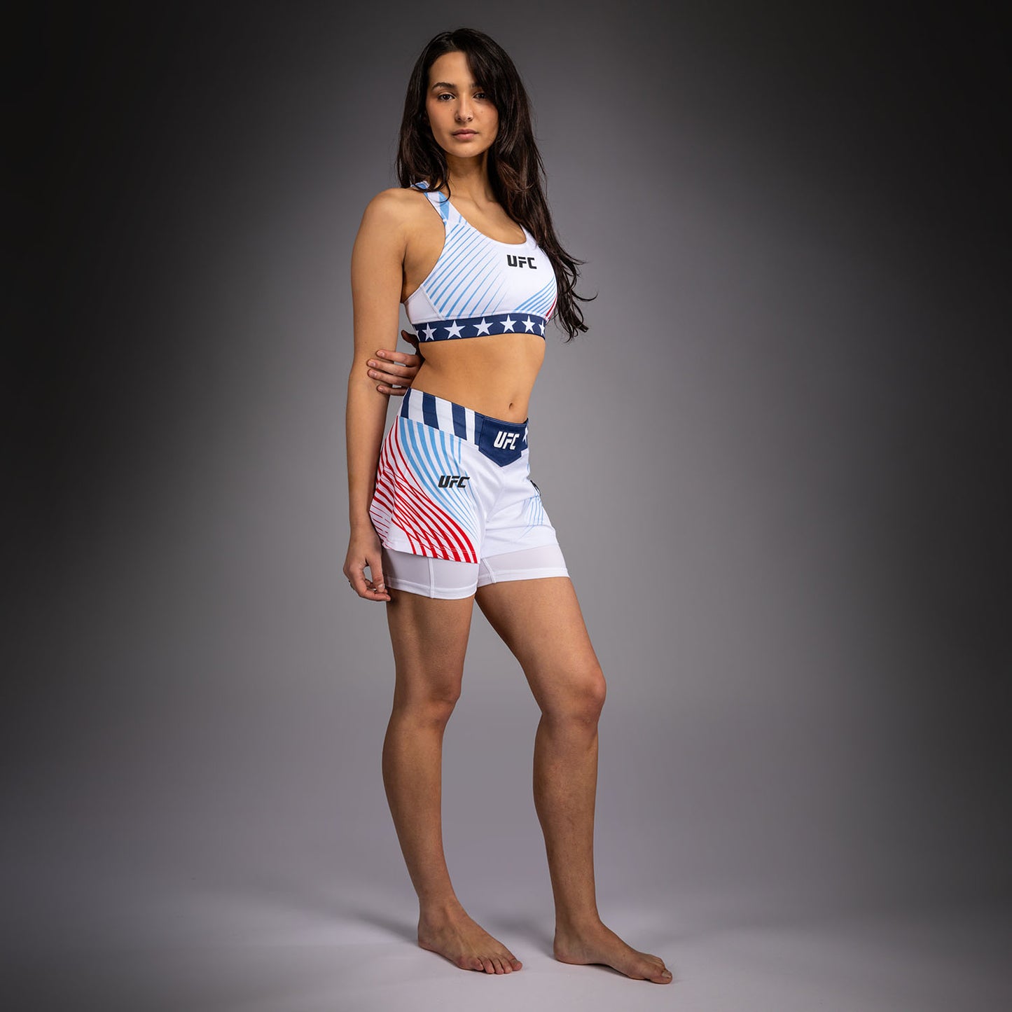 Women's Official UFC Freedom 250 by Venum White Personalized Authentic Fight Night Fight Short  product-type_MMA Shorts Venum