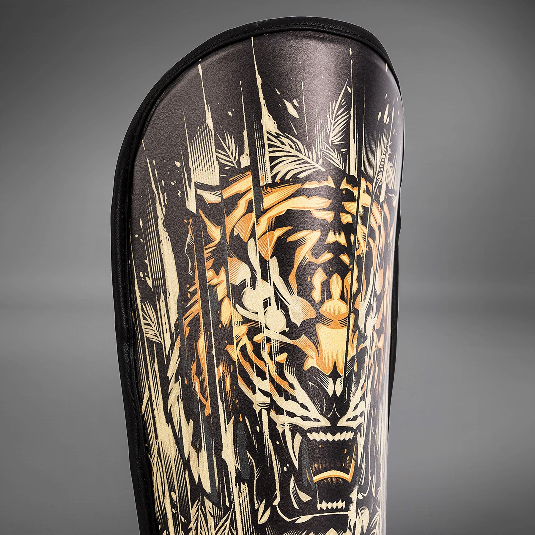 Venum Tiger Kids Shin Guards - Black/Neon Orang - Venum