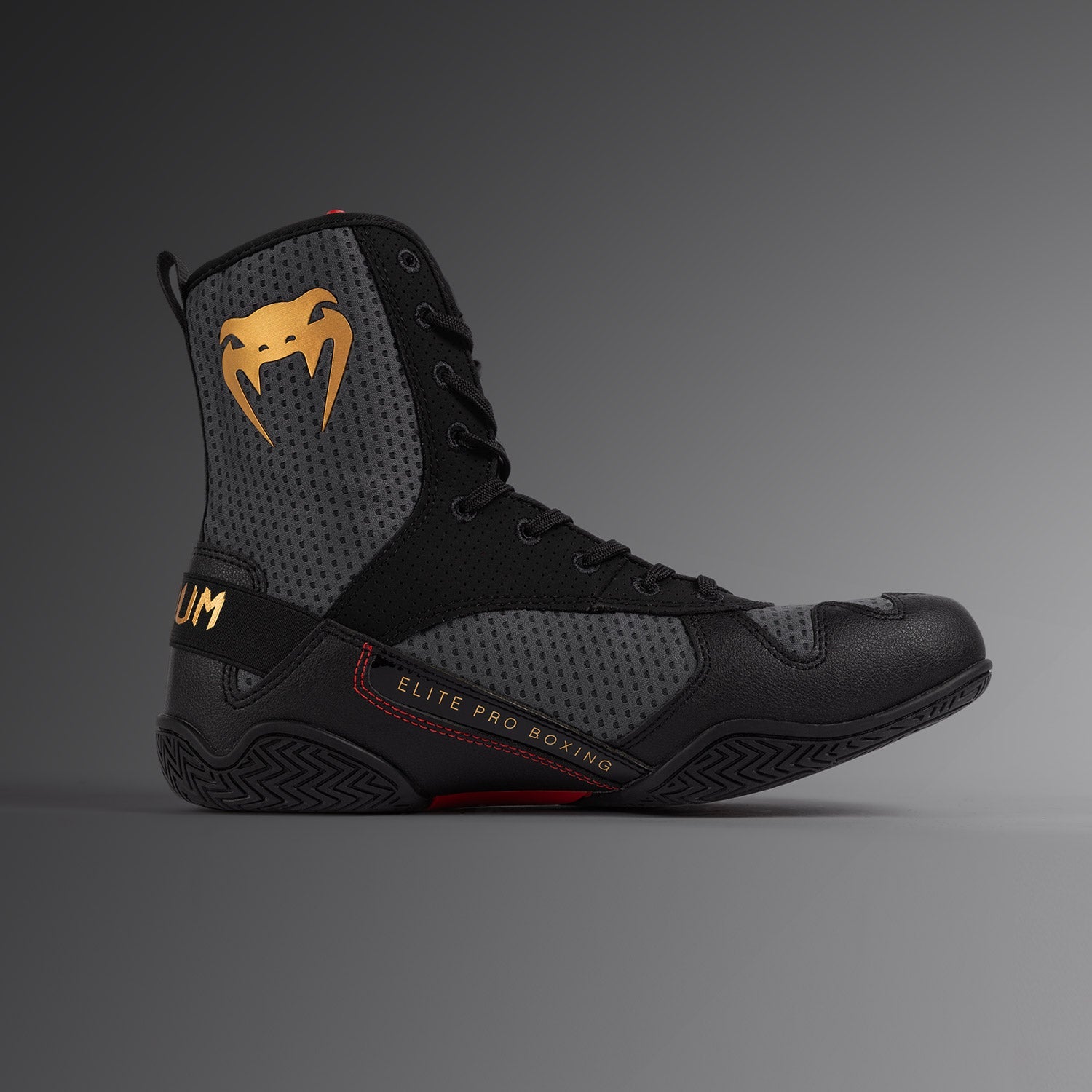 Venum Elite Boxing Shoes - Storm Grey / Gold - Venum