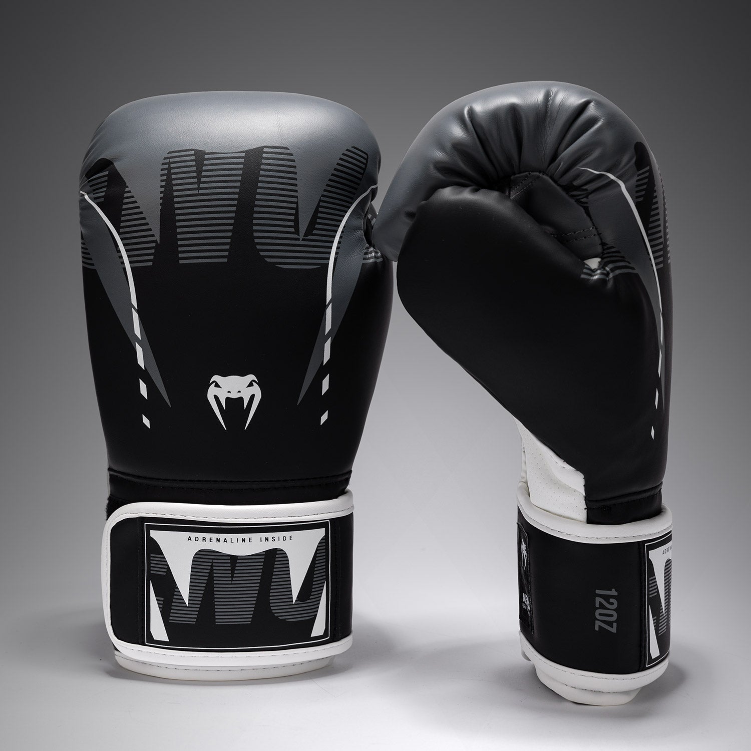 Venum Adrenaline Boxing Gloves - Black/Silver Grey - Venum
