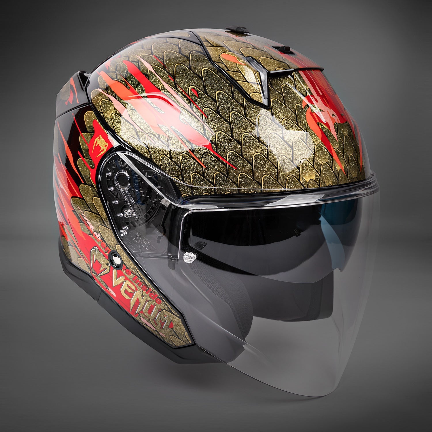 Venum x Shark SKWAL i3 JET Motorcycle Helmet - Red/Gold - Venum