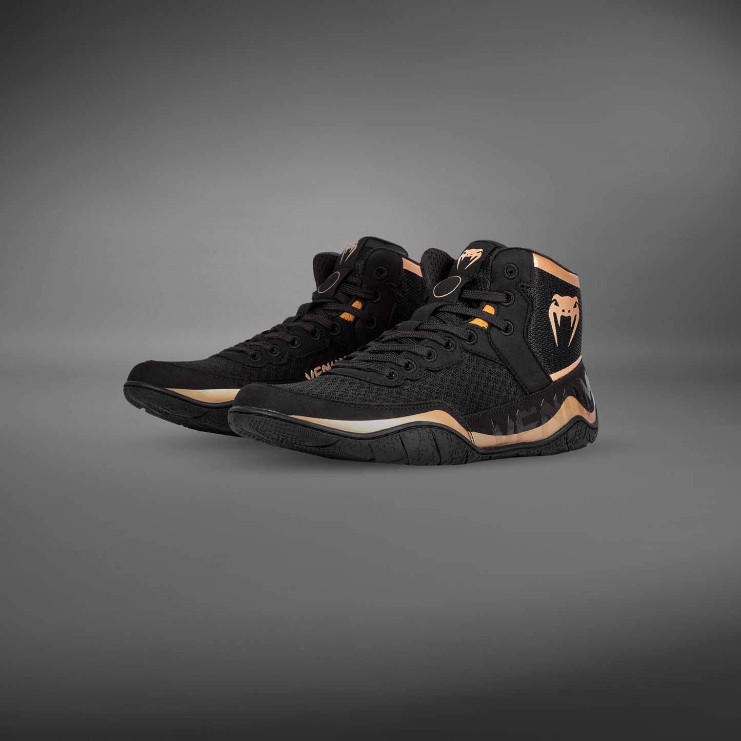 Venum Elite Wrestling Shoes - Black/Bronze
