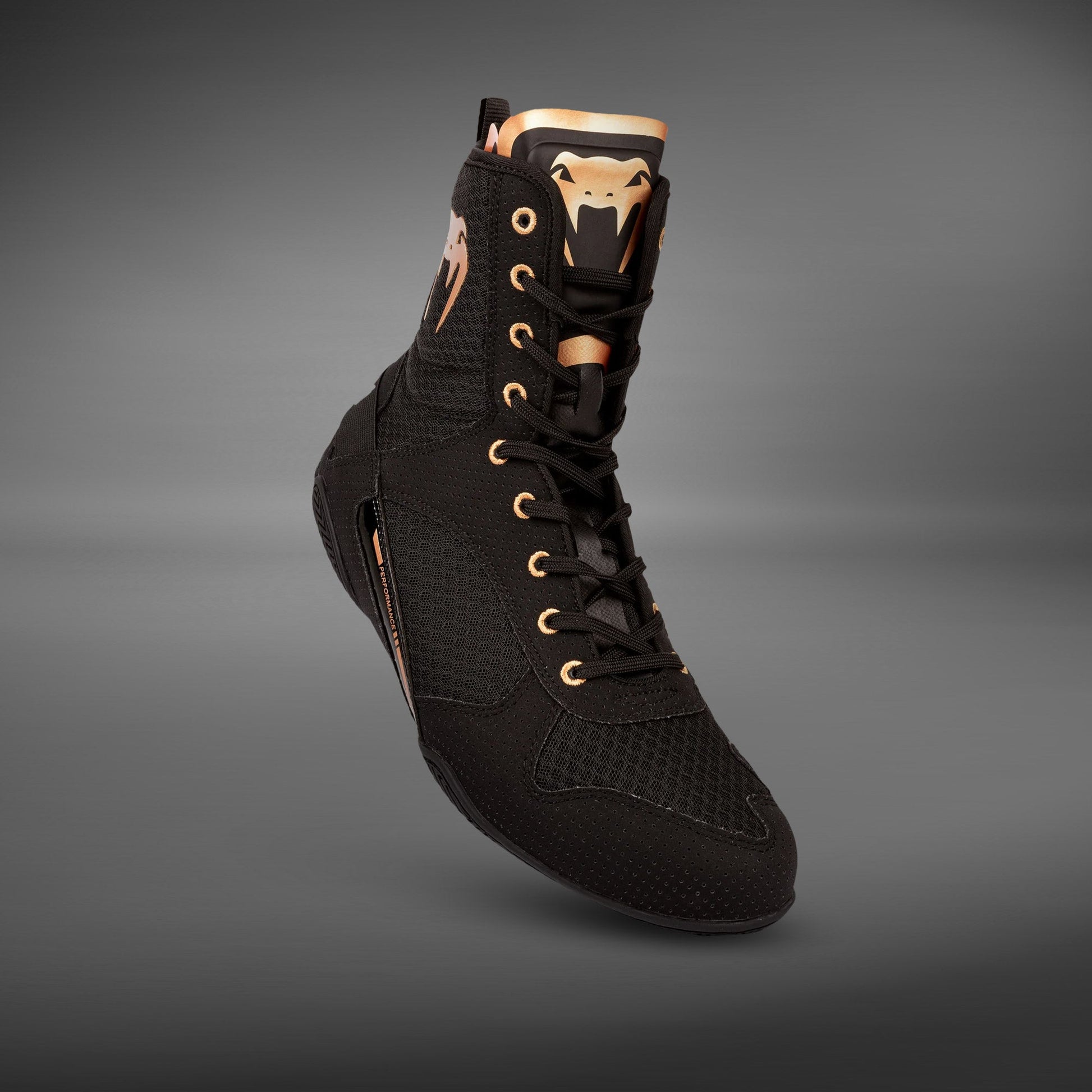 Venum Elite Boxing Shoes – Black/Bronze Venum - Main Image