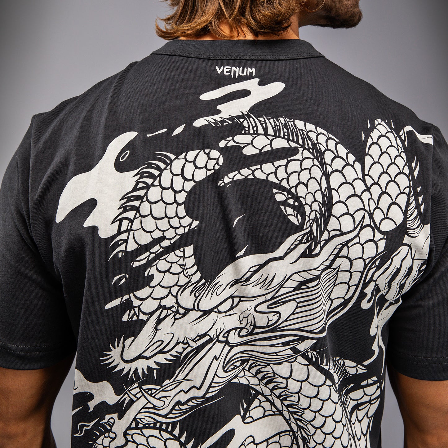 Venum Dragon’s Flight Men’s T-Shirt - Charcoal Grey/Cream White