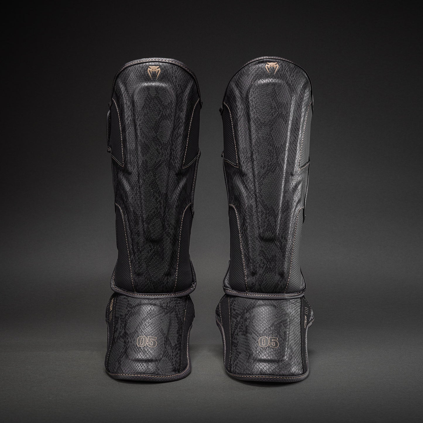 Venum Impact Evo Scales Shin Guards - Dark Grey