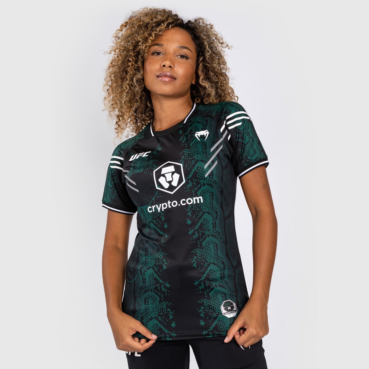 UFC Adrenaline by Venum Personalized Authentic Fight Night Women’s Walkout Jersey - Emerald Edition - Green/Black