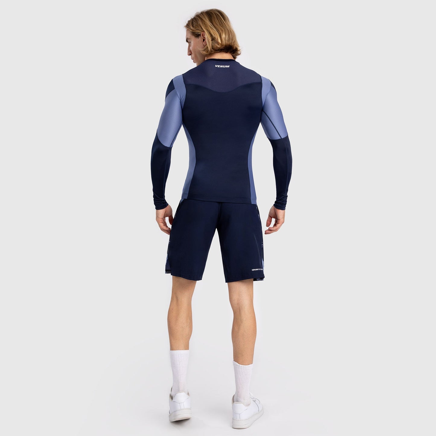 Venum Tempest Men's Long Sleeve Rashguard - Navy Blue/Blue