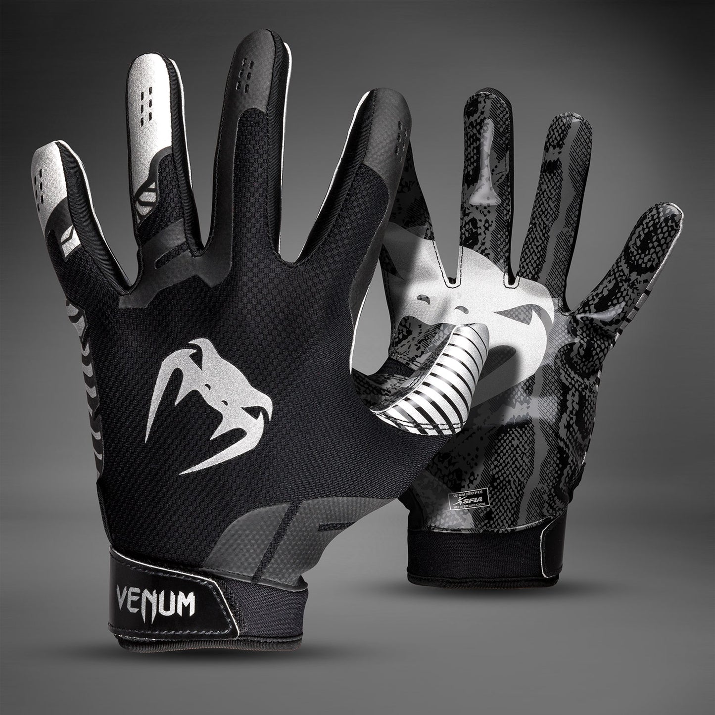 Venum Elite Football Gloves - Black/Silver