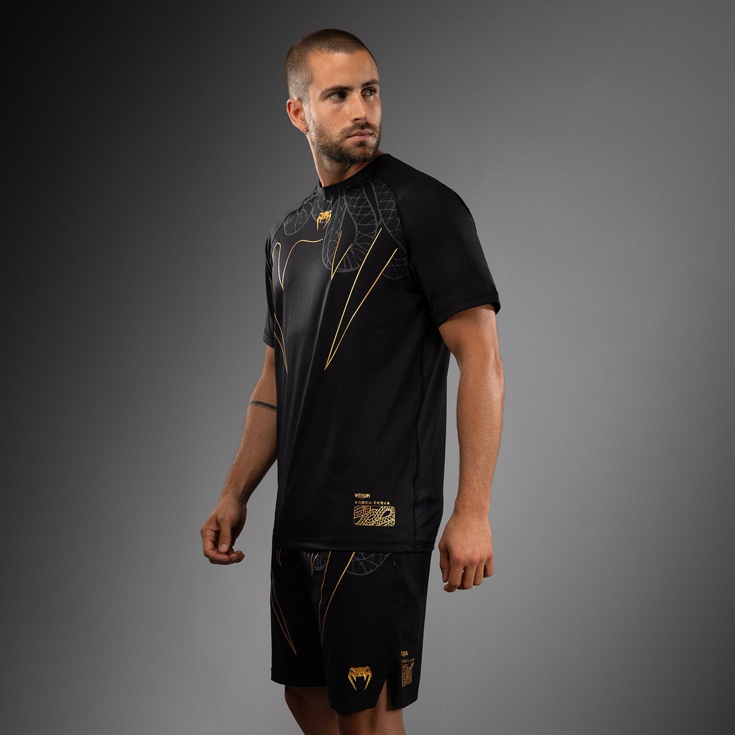 Venum Serpenti Dry Tech T-Shirt - Black/Silver/Gold