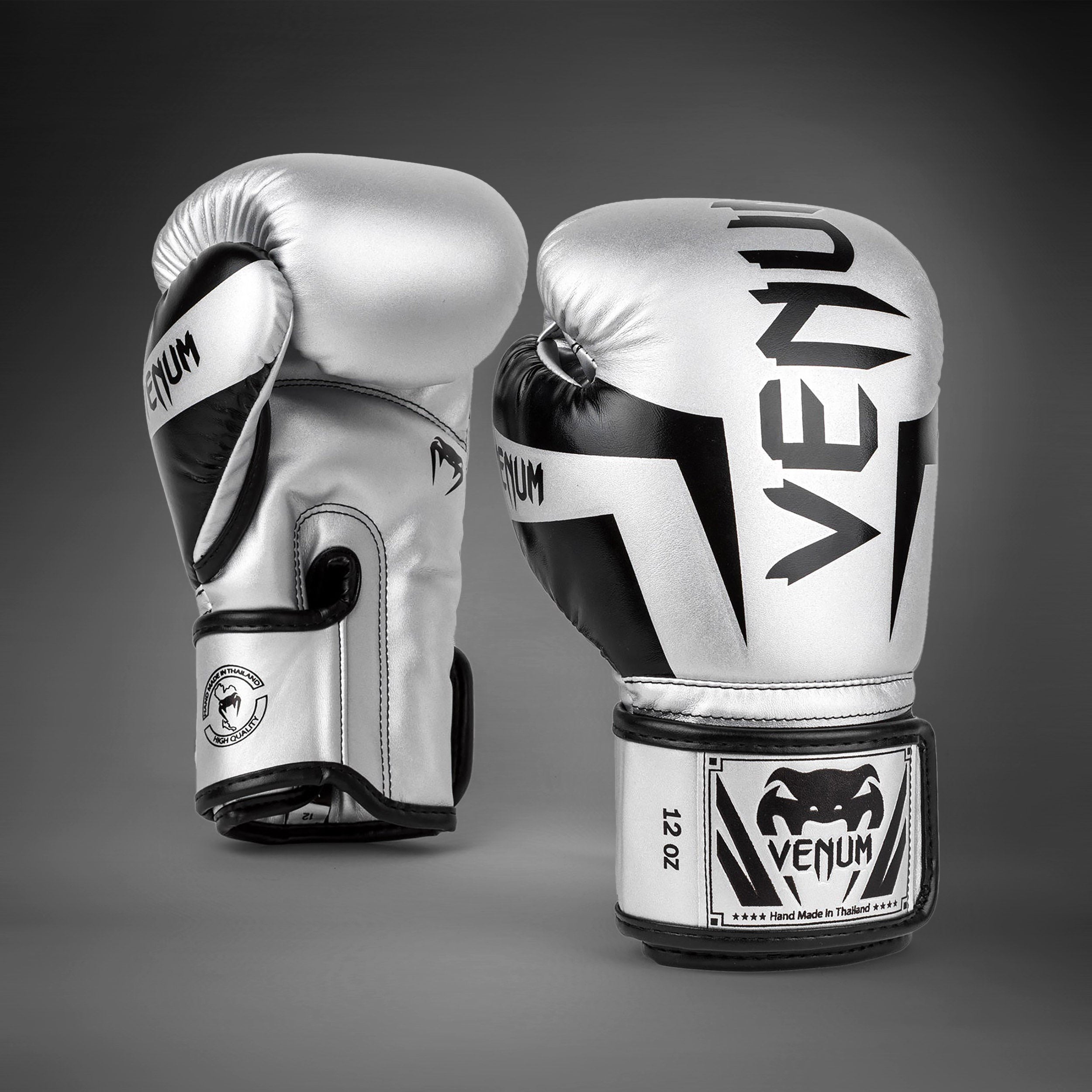 Venum Elite 8oz グローブ Venum Elite Boxing Gloves - Silver/Black - Venum