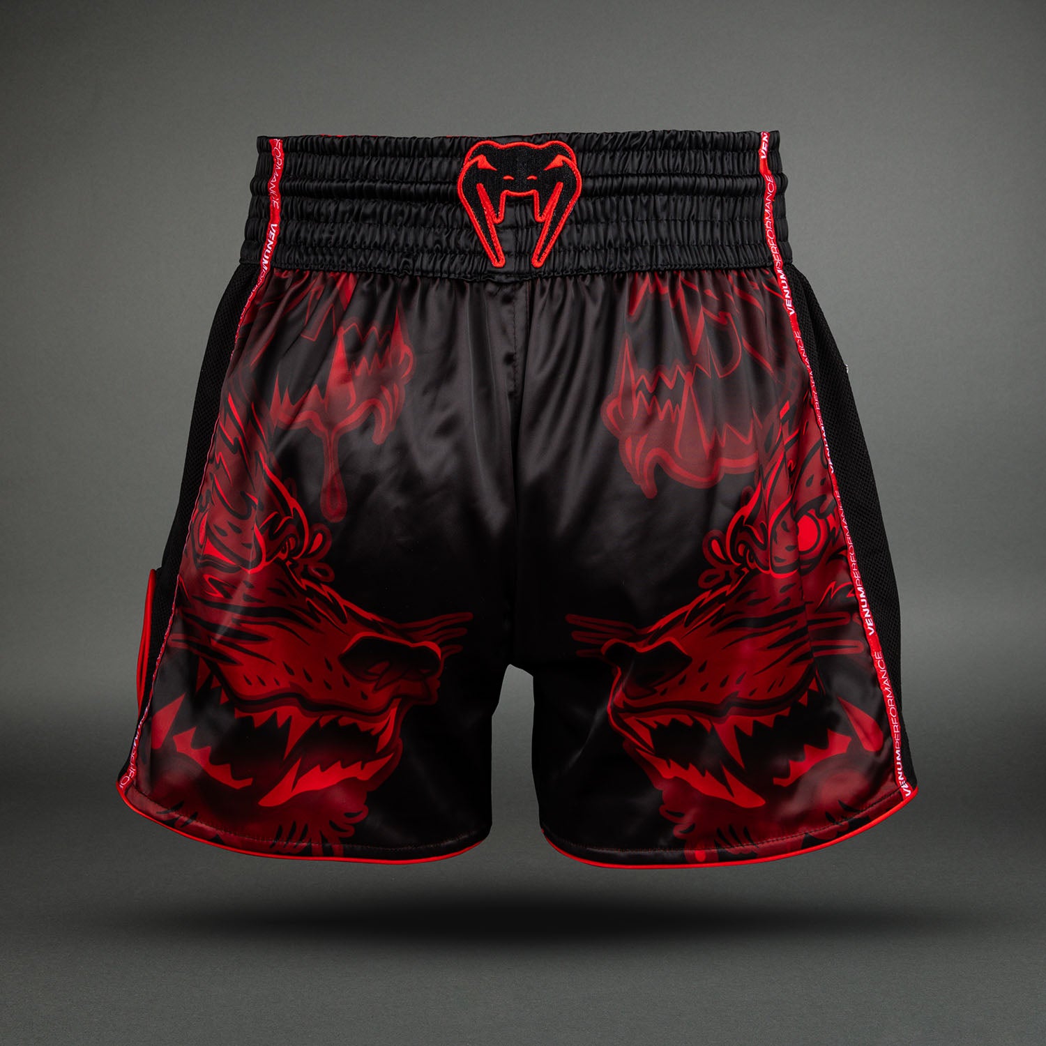 Venum Wolf Atak Muay Thai Shorts - Black/Red - Venum