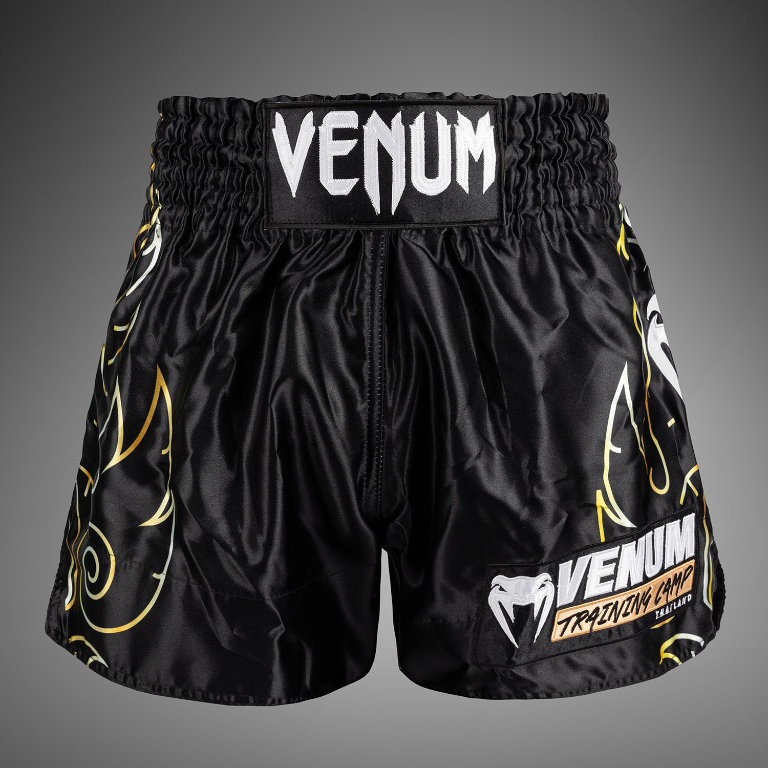 Venum VTC Flames Muay Thai Shorts - Black/Gold - Venum