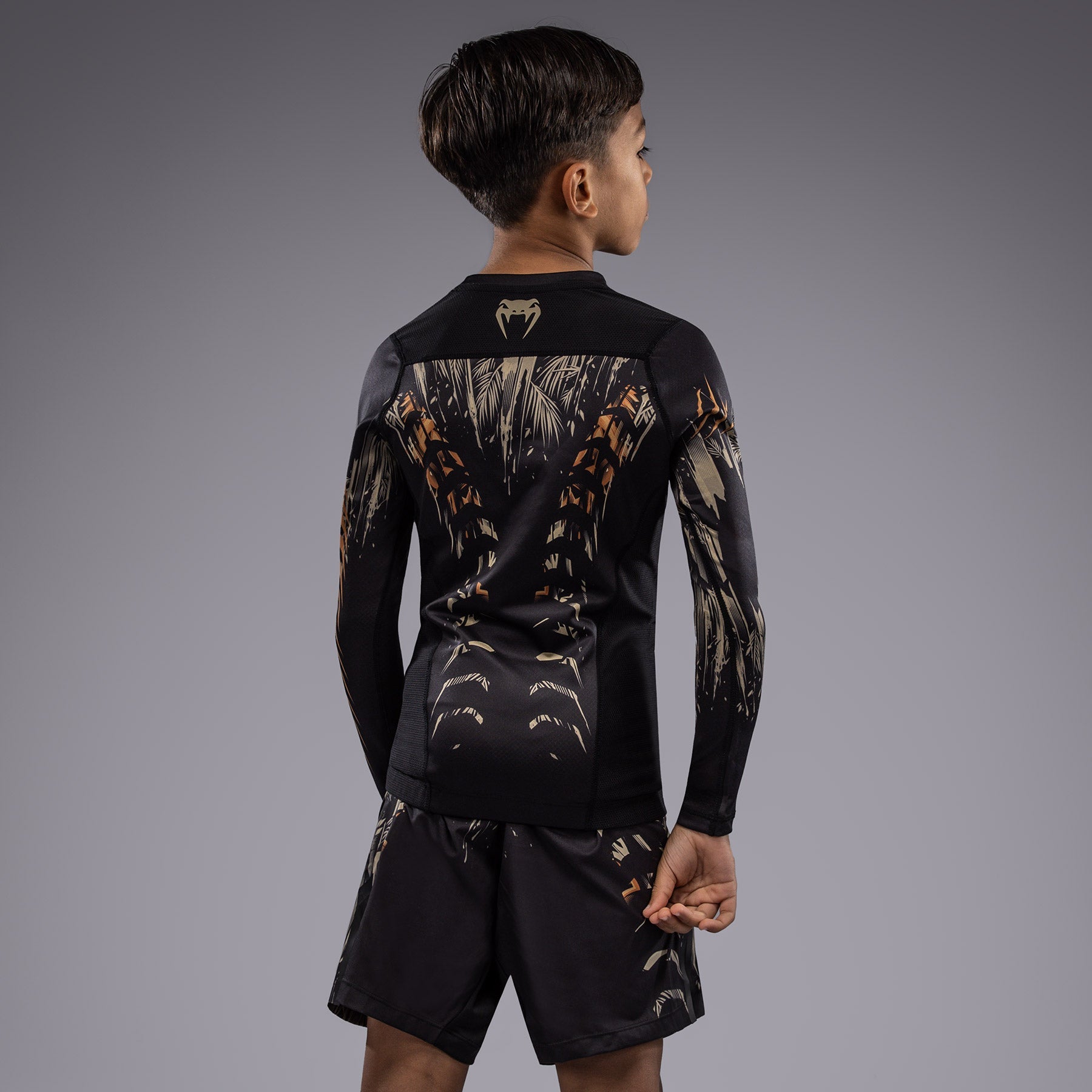 ウェア・シャツ Motiv Venom Blackout Xpress Ship Rocket Venum Tiger Kids Long Sleeve Rashguard - Black/Neon Orange