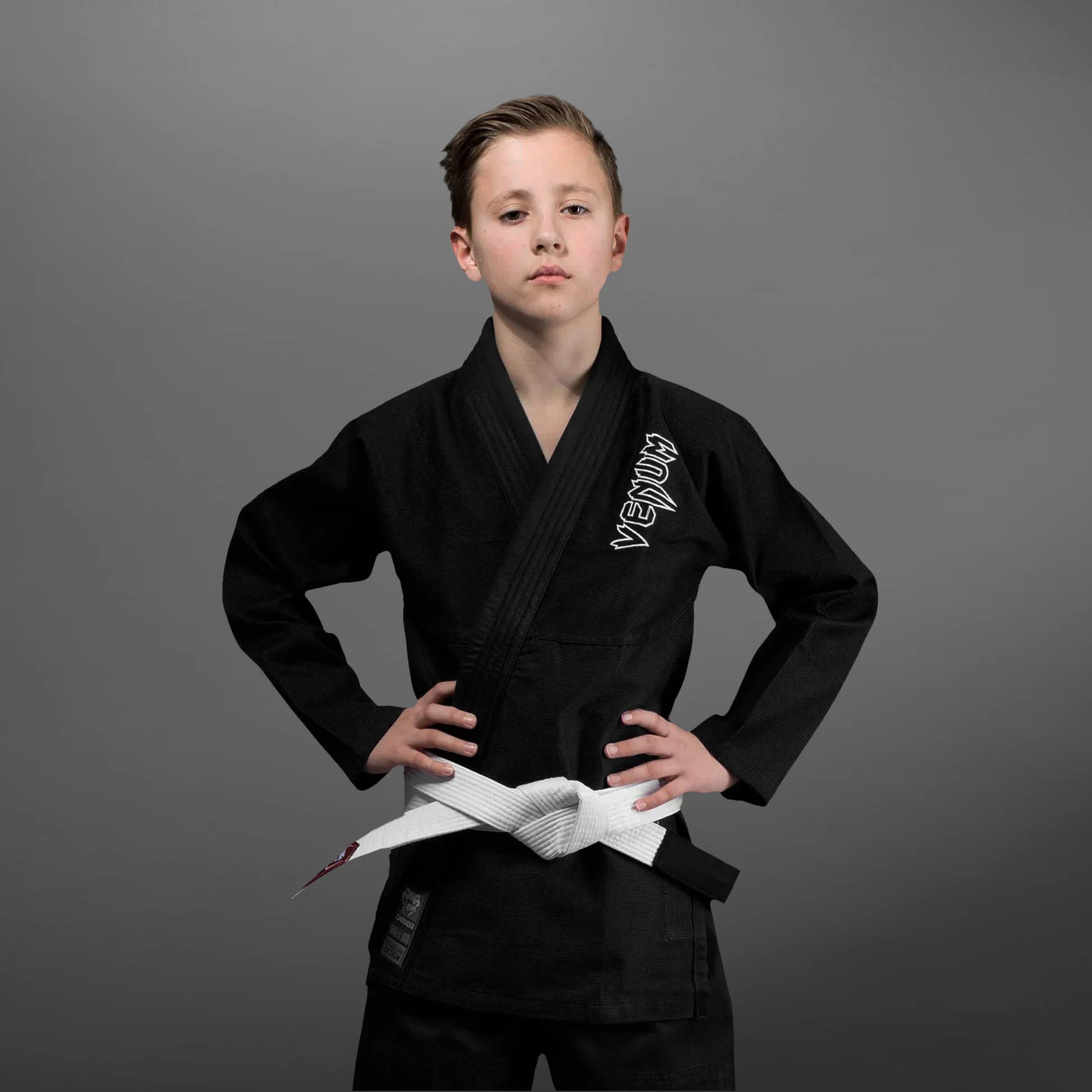 Venum Contender Kids BJJ Gi (Free White belt included) - Black