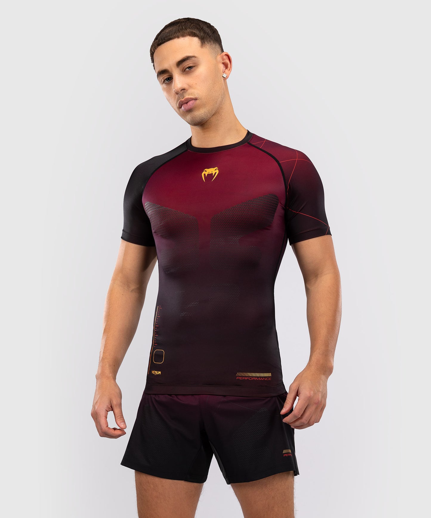 Venum Tactical XT Short Sleeve Rashguard - Black/Burgundy/Gold