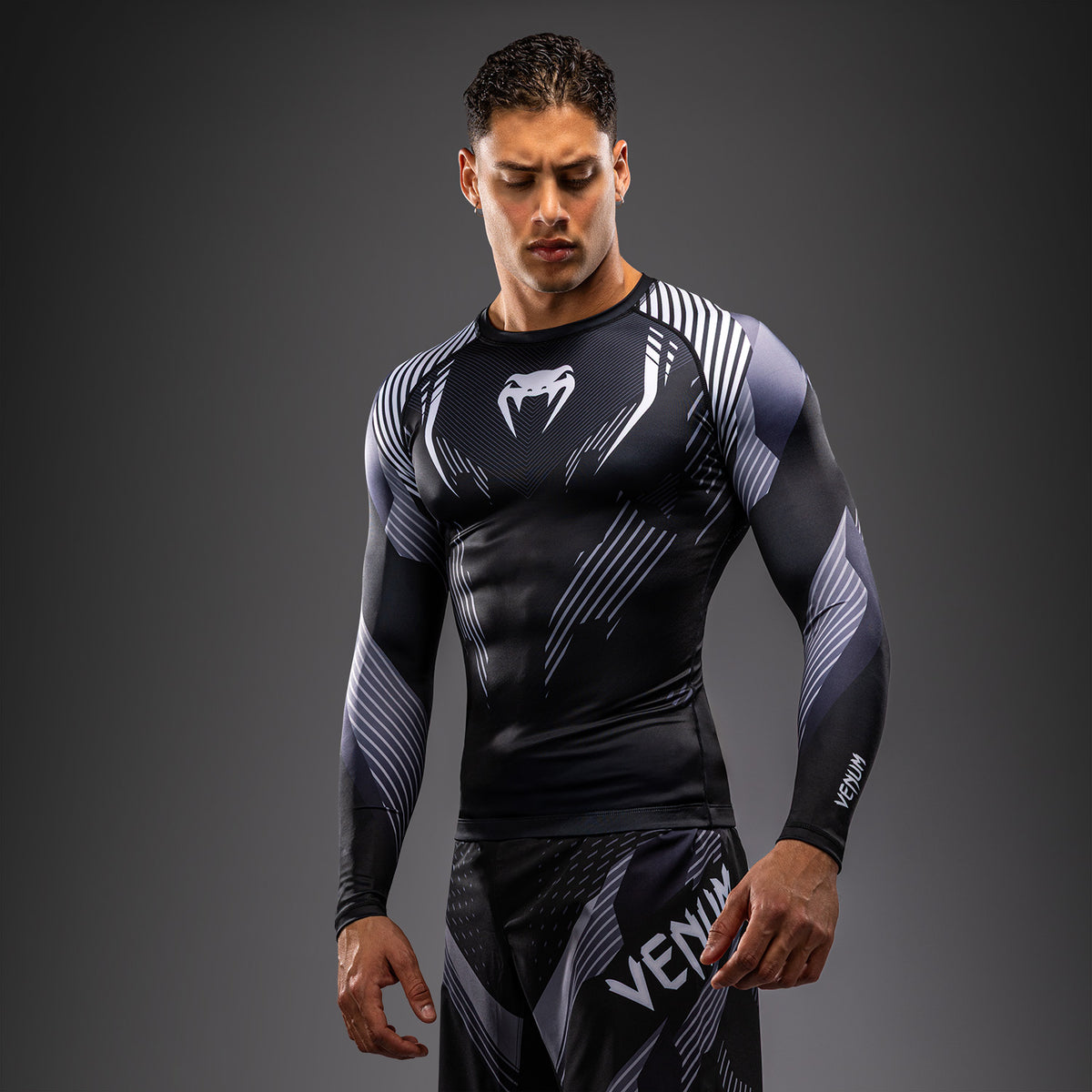 Venum No-Gi 6.0 Long Sleeve Rashguard - Black/White  product-type_Compression T-Shirts Venum