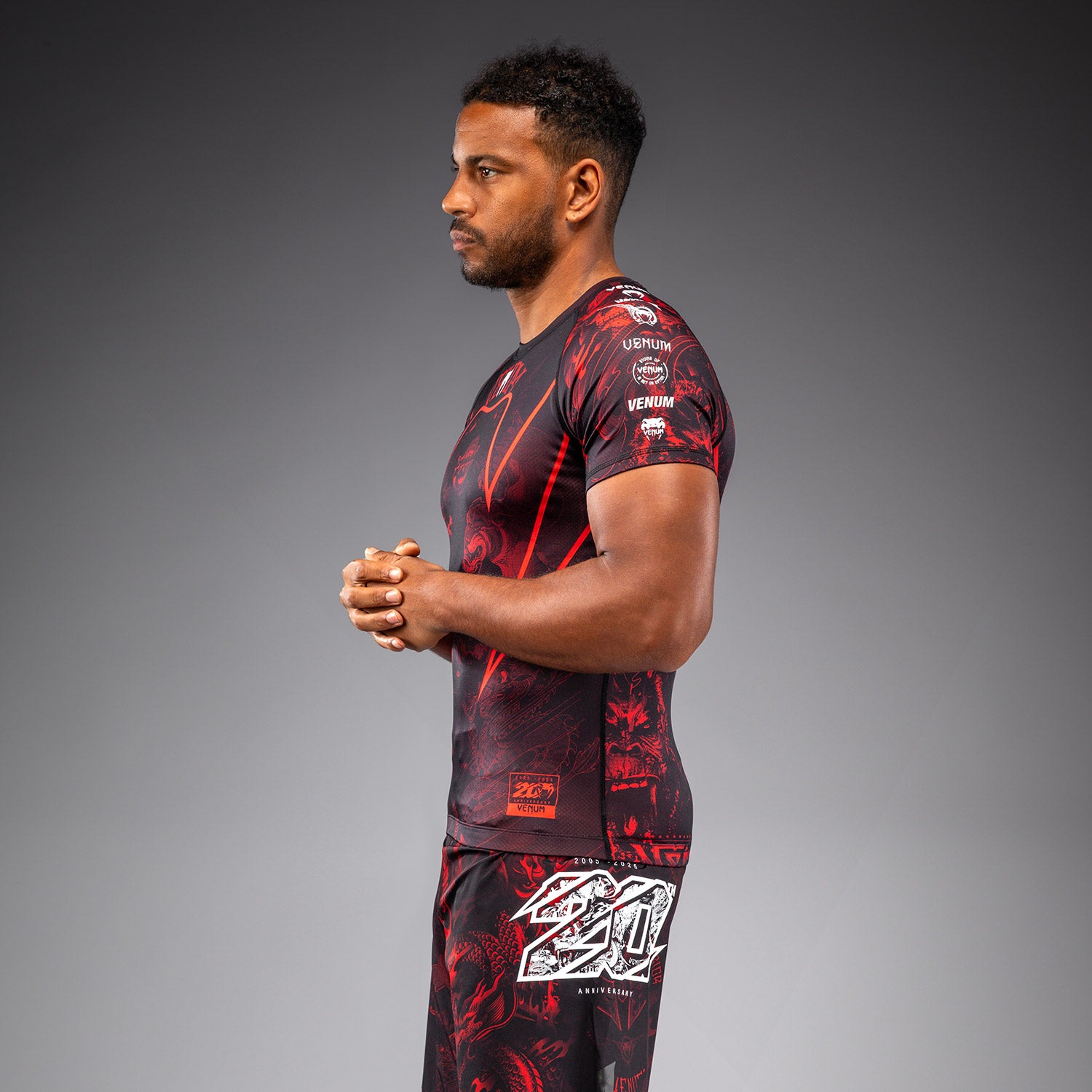Venum 20th Anniversary Short Sleeve Rashguard - Black/Red - Venum